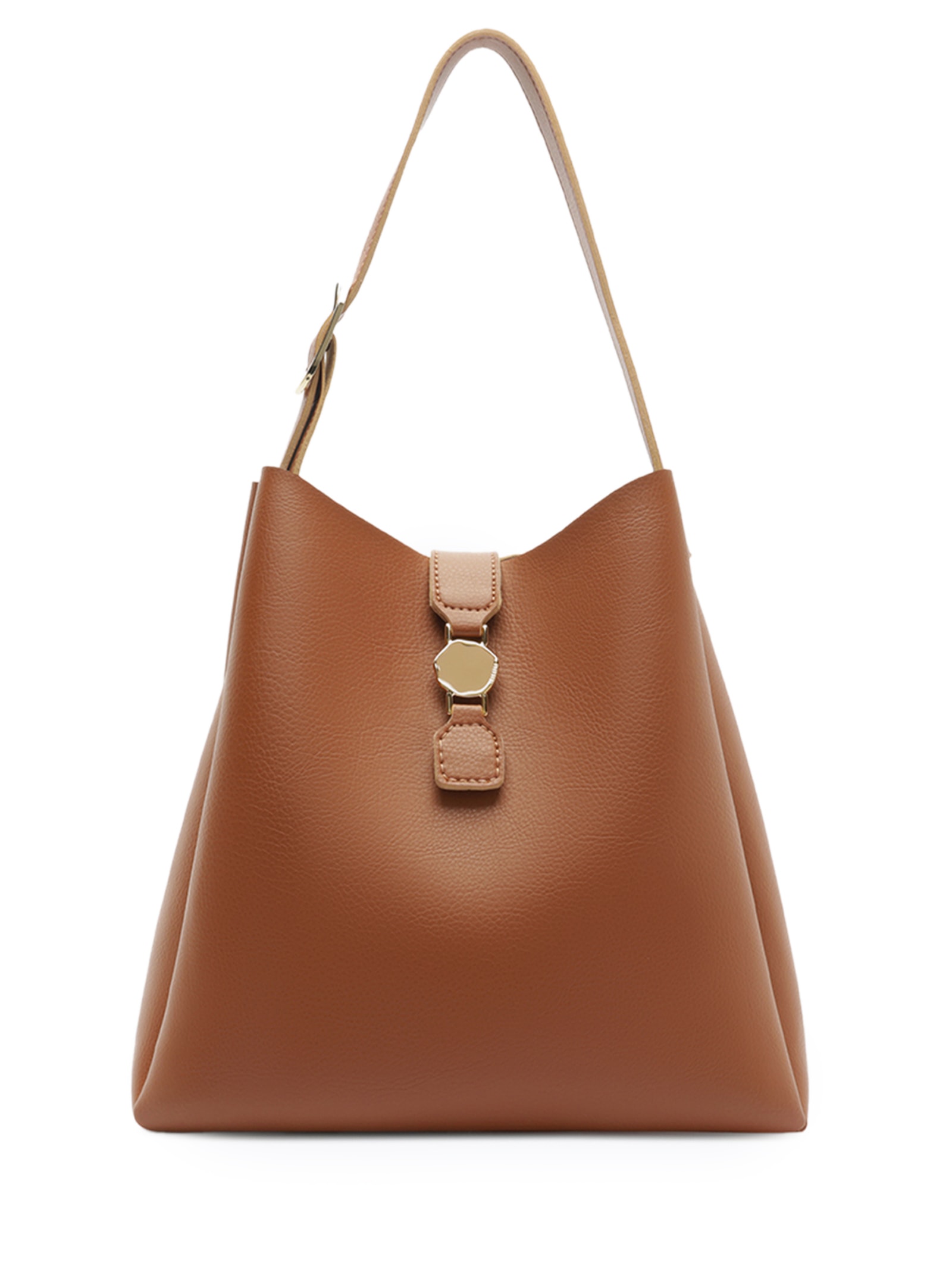 Bolsa Feminina Hobo Grande Fechamento Metal Marrom Anacapri