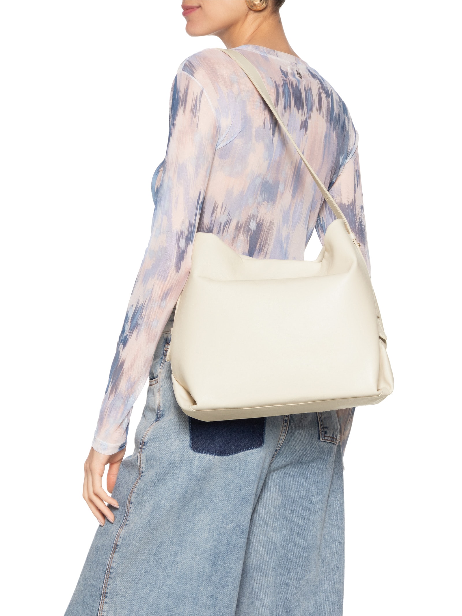 Bolsa Feminina Hobo Grande Isis Couro Branco Schutz + Nati Vozza