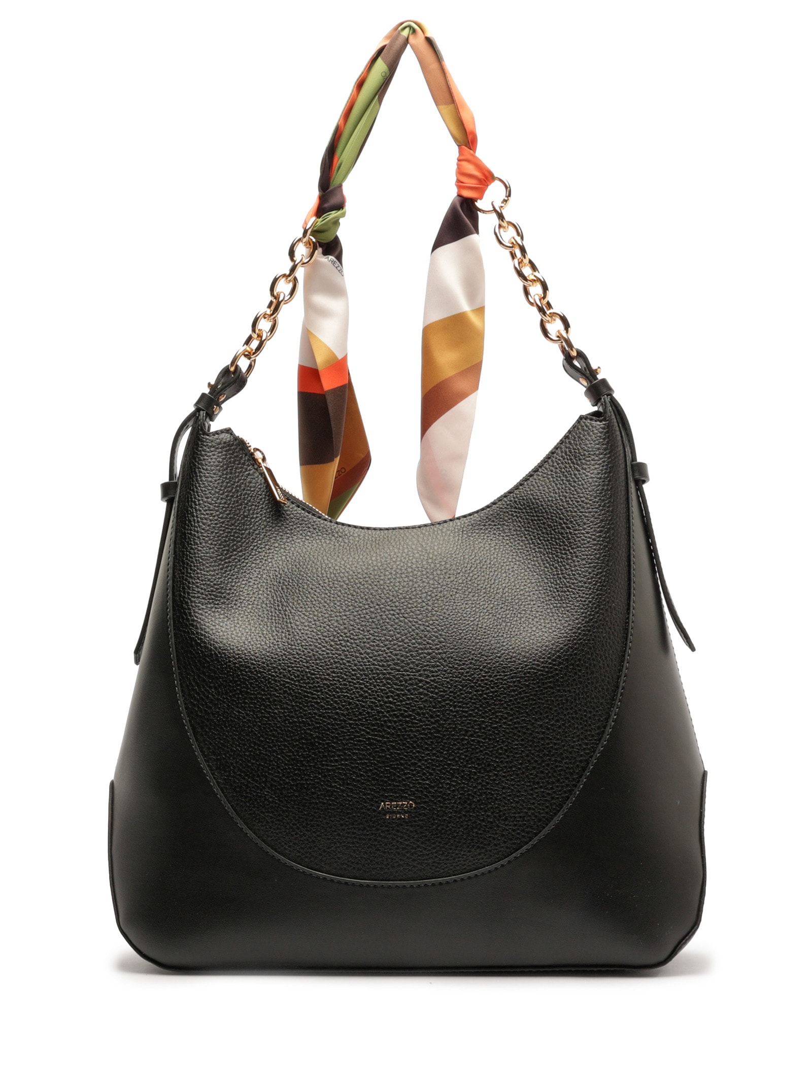 Bolsa Feminina Hobo Grande Lenço Preto Arezzo