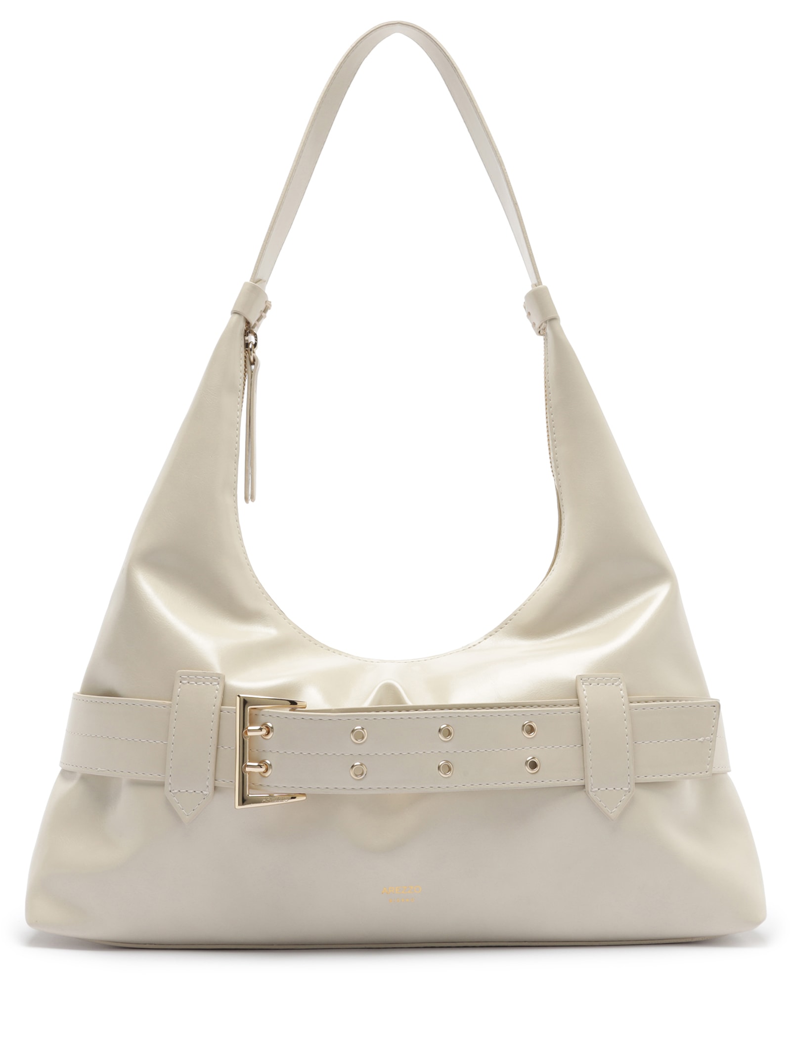 Bolsa Feminina Hobo Grande Tiras Fivela Branco Arezzo