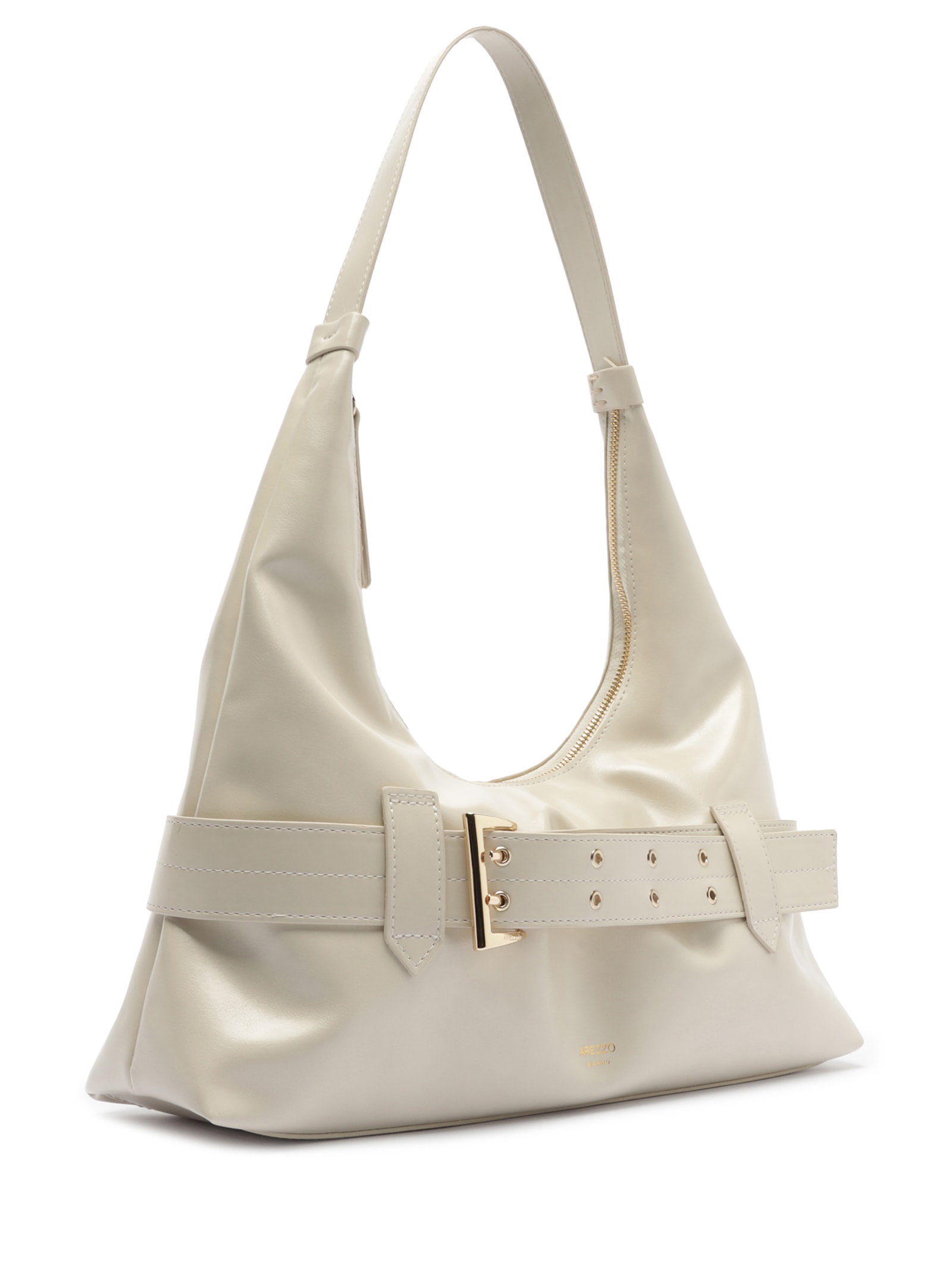 Bolsa Feminina Hobo Grande Tiras Fivela Branco Arezzo