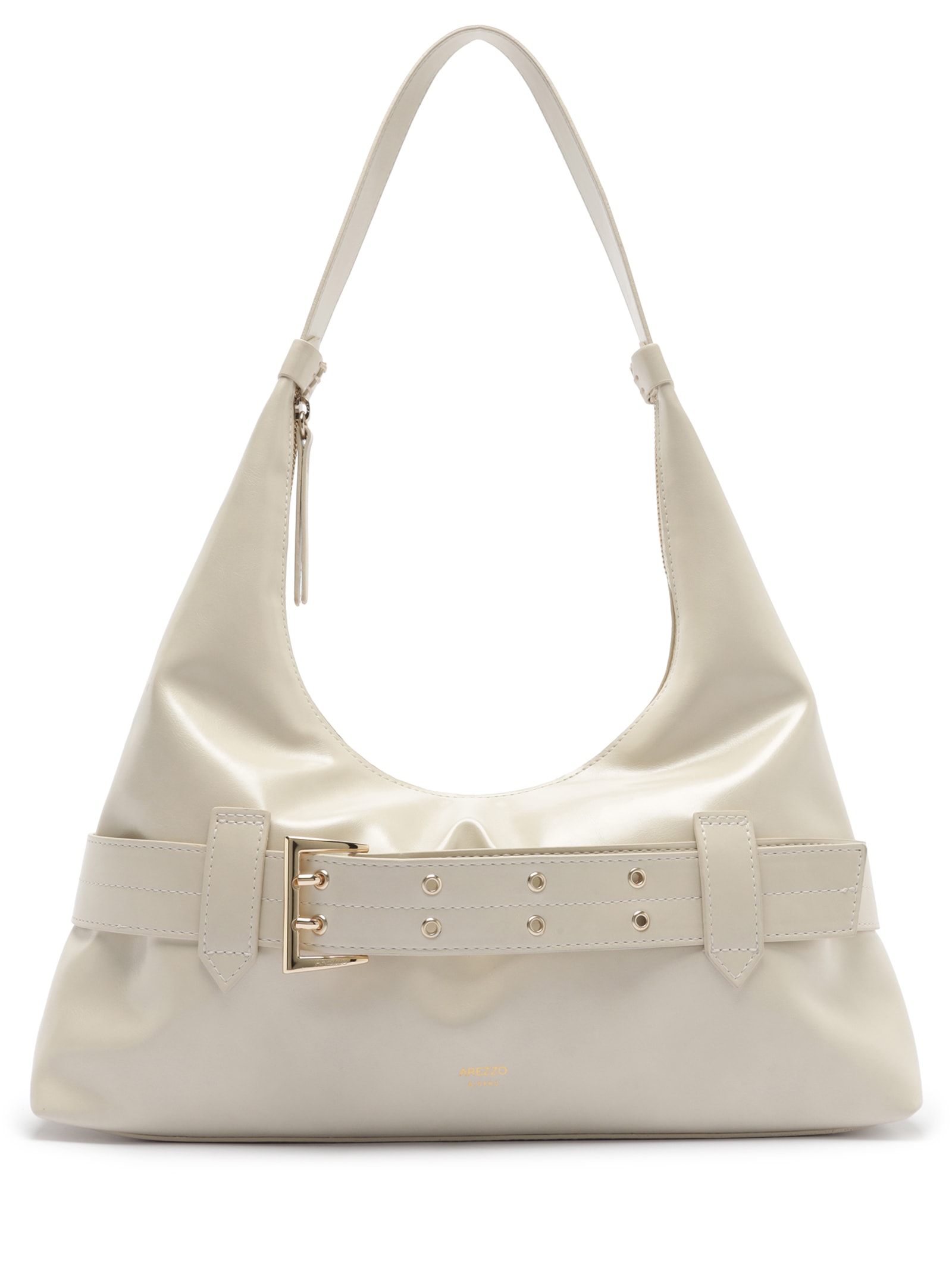 Bolsa Feminina Hobo Grande Tiras Fivela Branco Arezzo