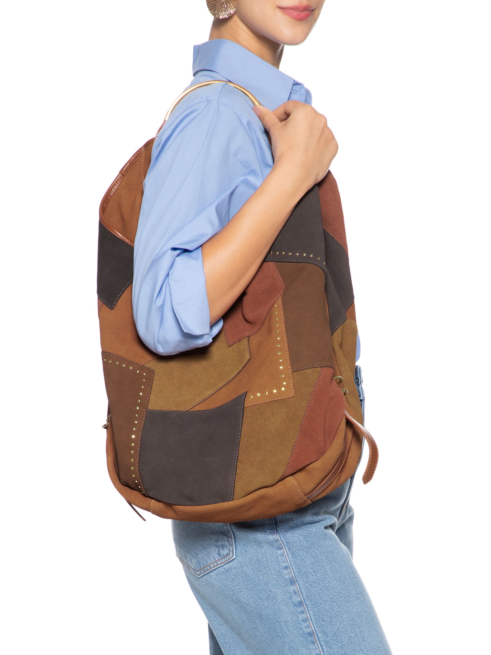 Bolsa Feminina Hobo Jack Camurça Marrom Schutz