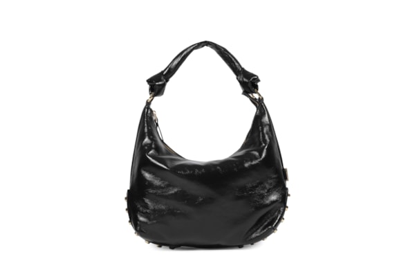 Bolsa Feminina Hobo Kora Média Couro - Preto