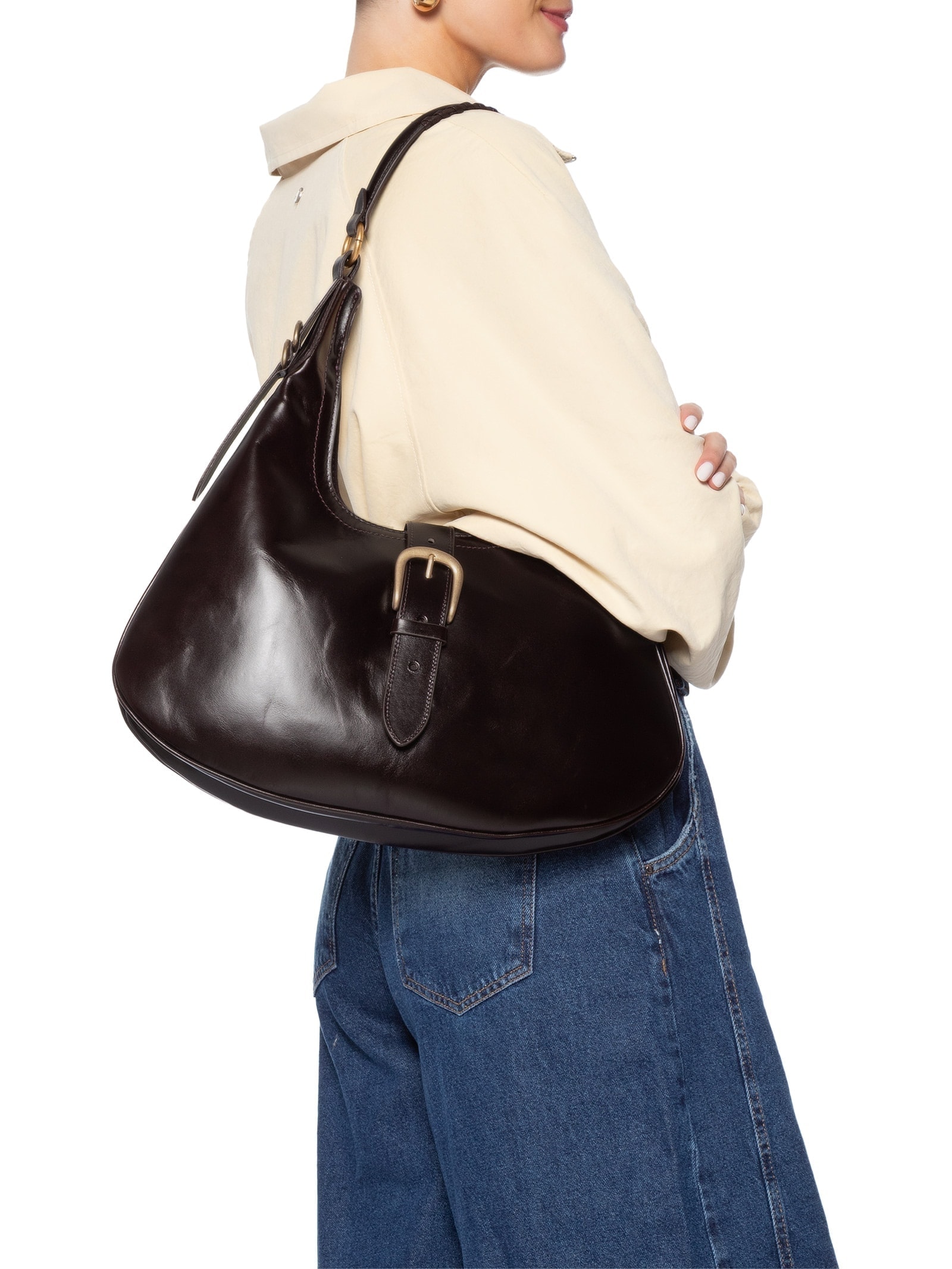 Bolsa Feminina Hobo Lauren Grande Marrom Vicenza