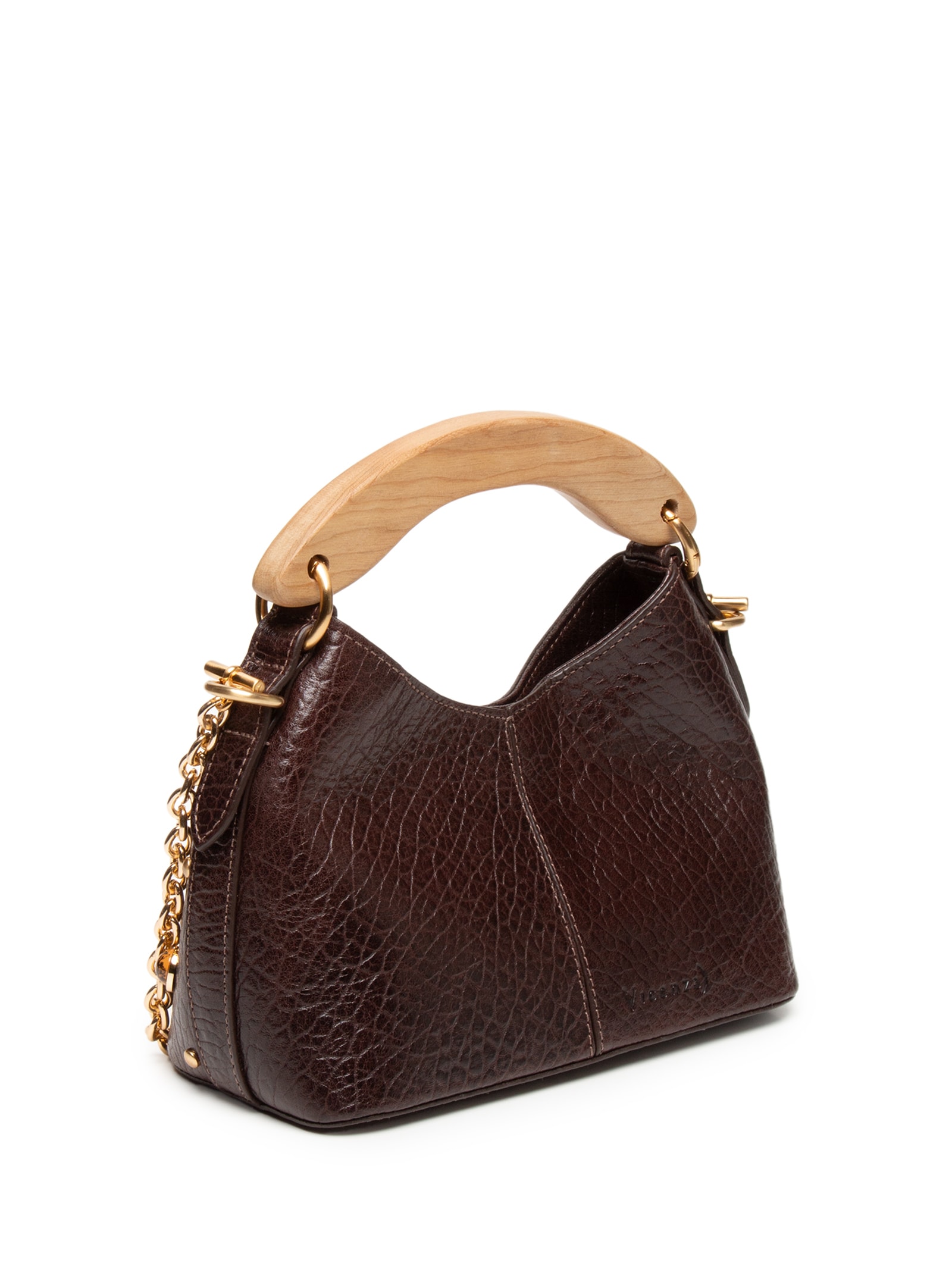 Bolsa Feminina Hobo Lívia Pequena Marble Marrom Vicenza
