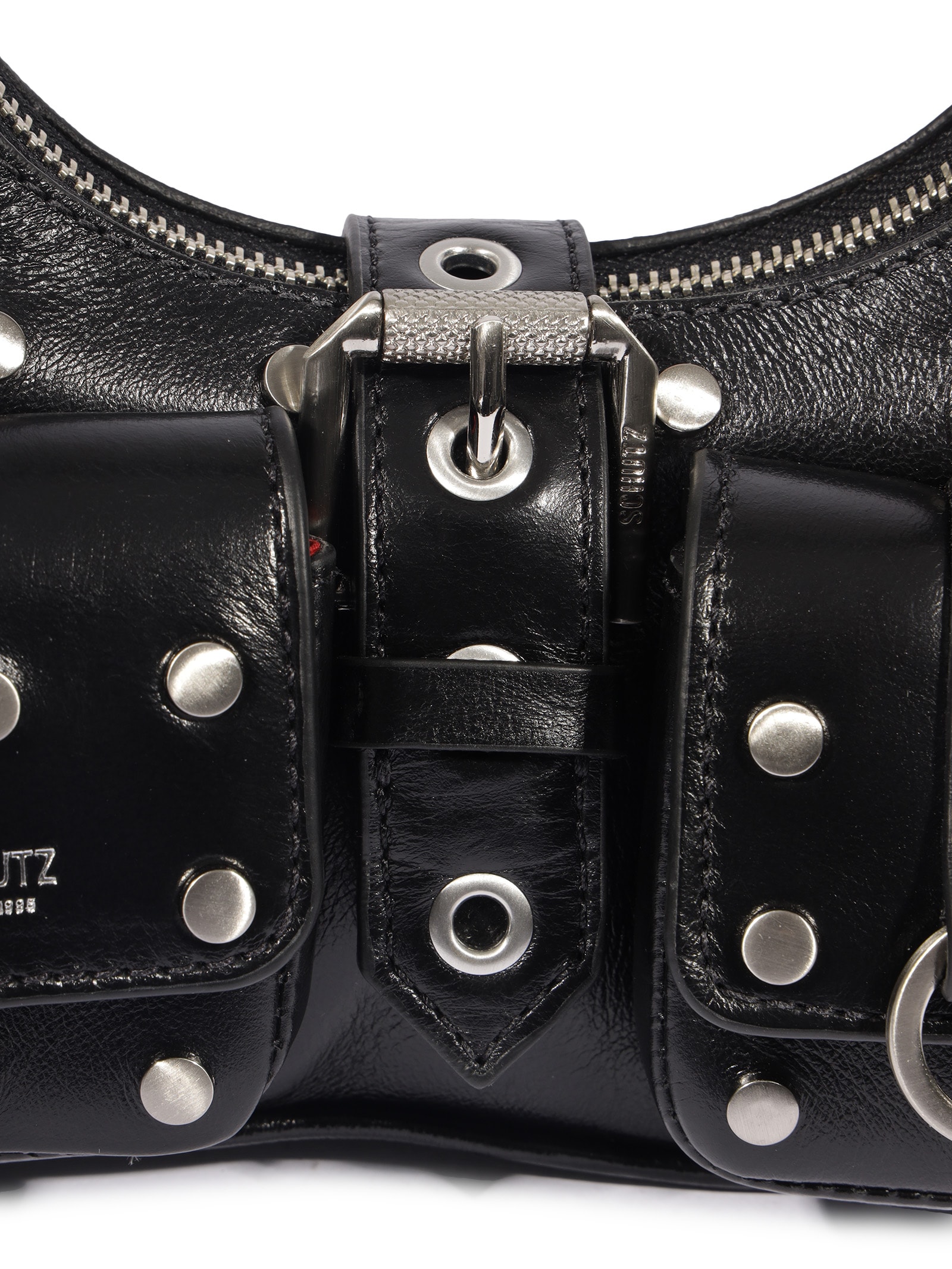 Bolsa Feminina Hobo Média Couro Metais Preto Schutz