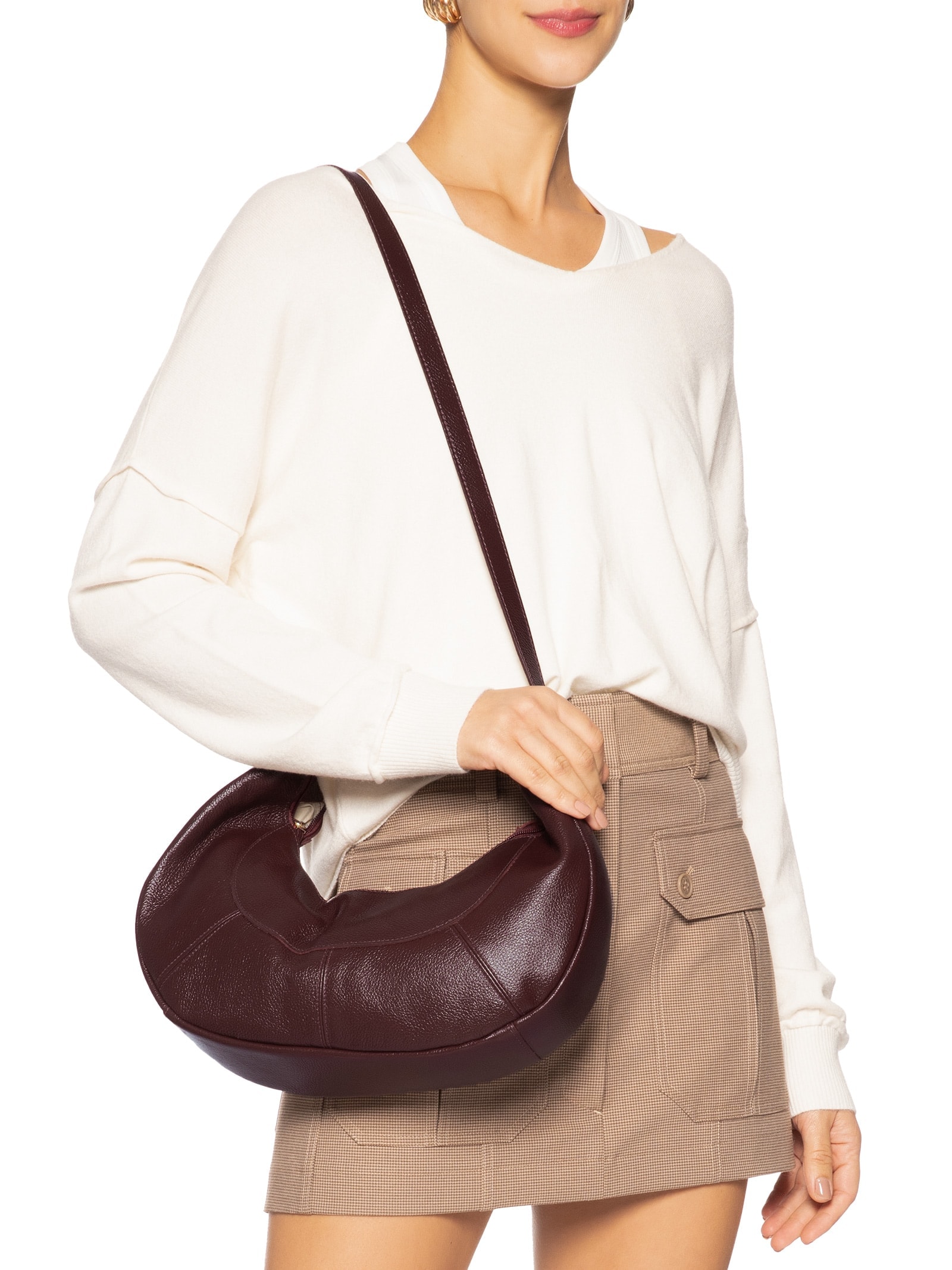 Bolsa Feminina Hobo Média Em Couro Vermelho Basiq