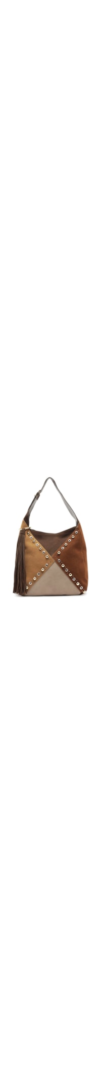 Bolsa Feminina Hobo Mix Couro Becca Grande - Marrom