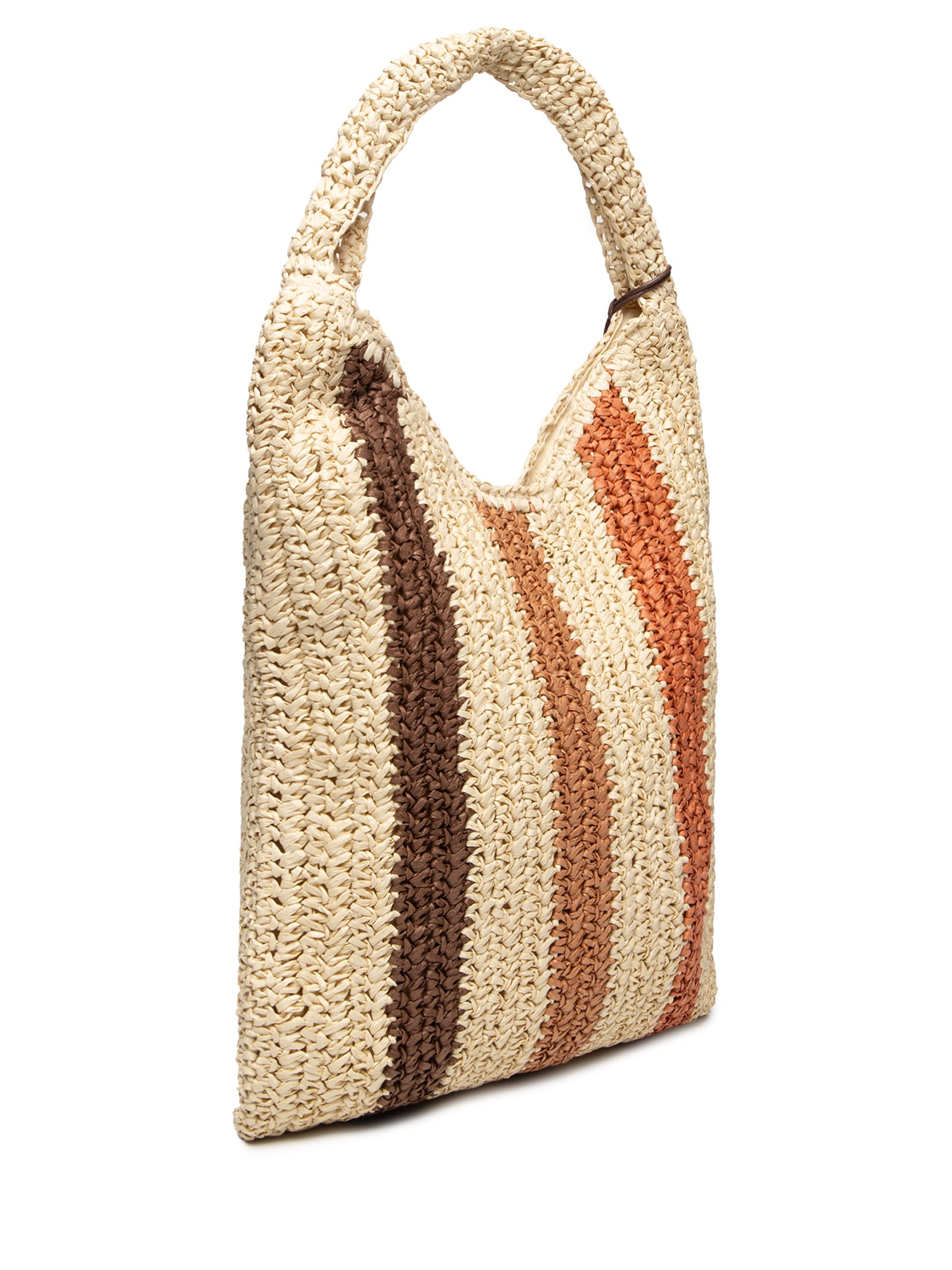 Bolsa Feminina Hobo Palha Listras Bege Dress To