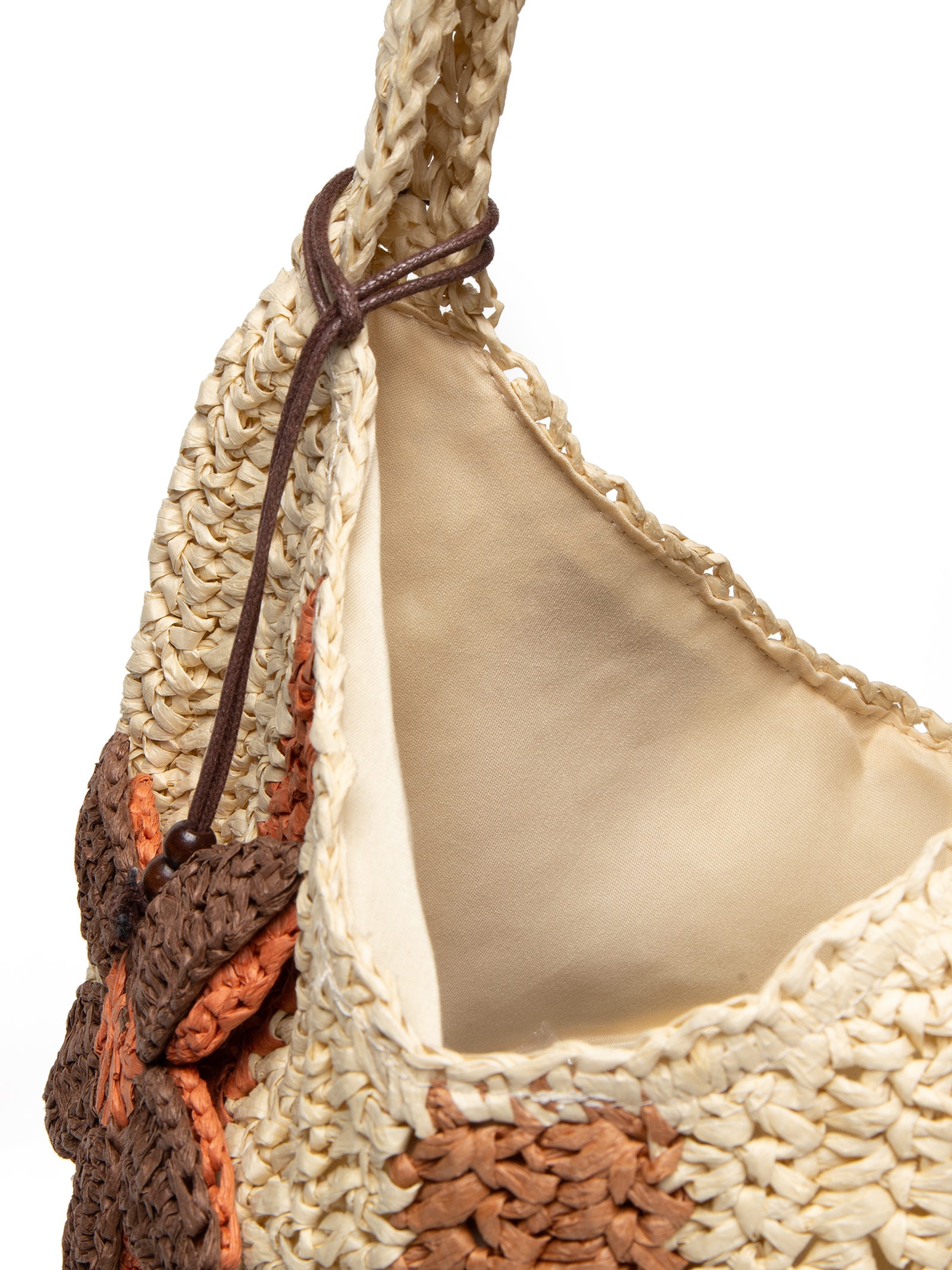 Bolsa Feminina Hobo Palha Listras Bege Dress To