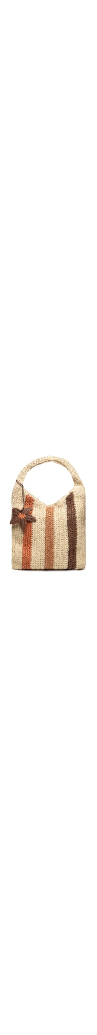 Bolsa Feminina Hobo Palha Listras - Bege