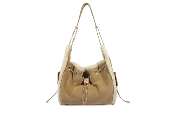 Bolsa Feminina Hobo Shoulder Lilibet Fur Média Couro - Bege