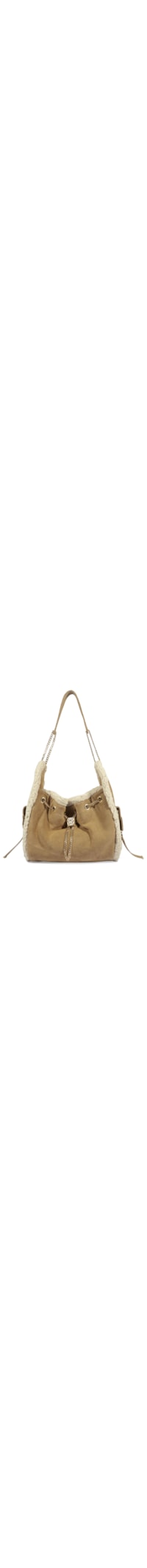 Bolsa Feminina Hobo Shoulder Lilibet Fur Média Couro - Bege