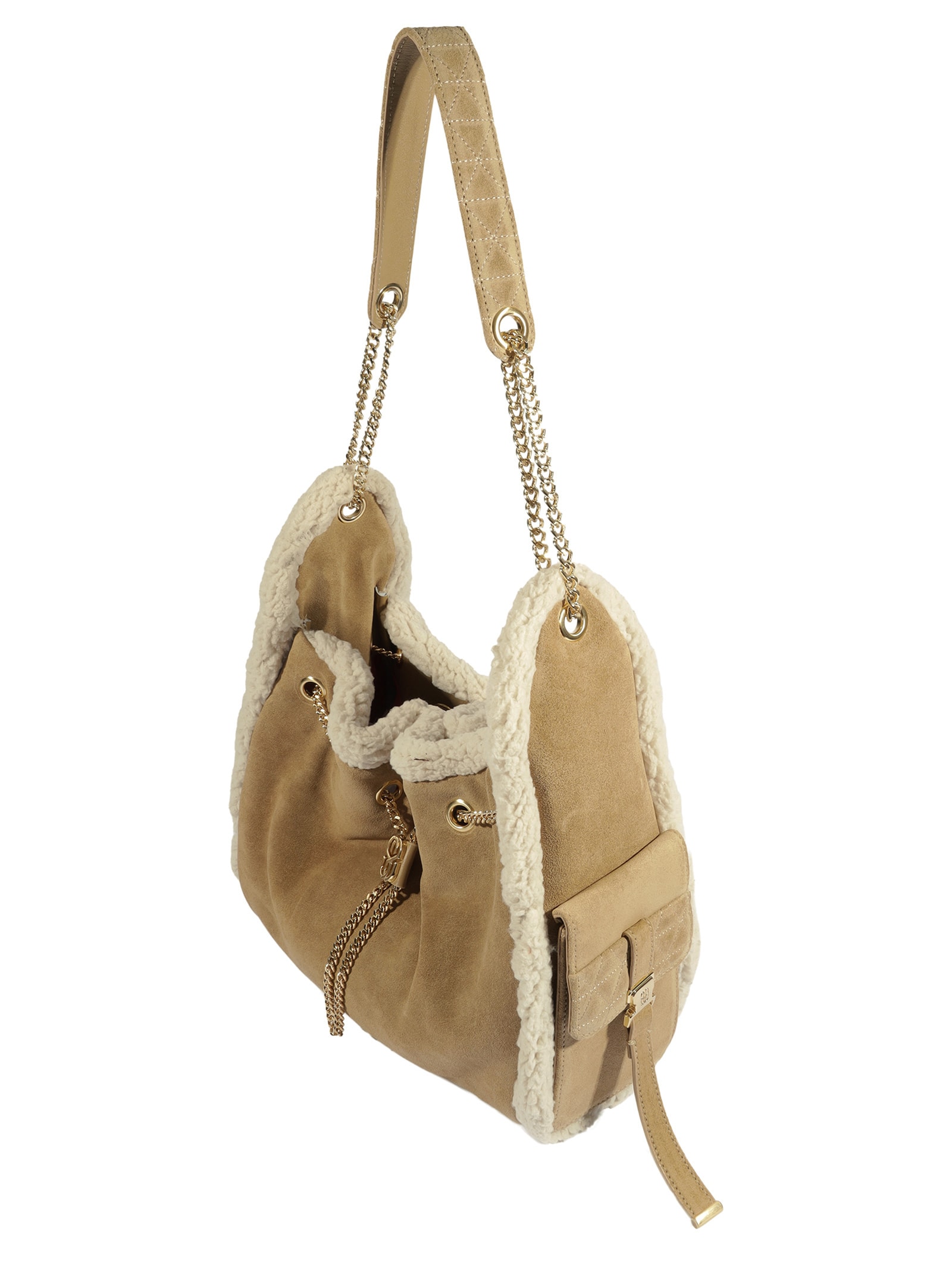 Bolsa Feminina Hobo Shoulder Lilibet Fur Média Couro Bege Schutz