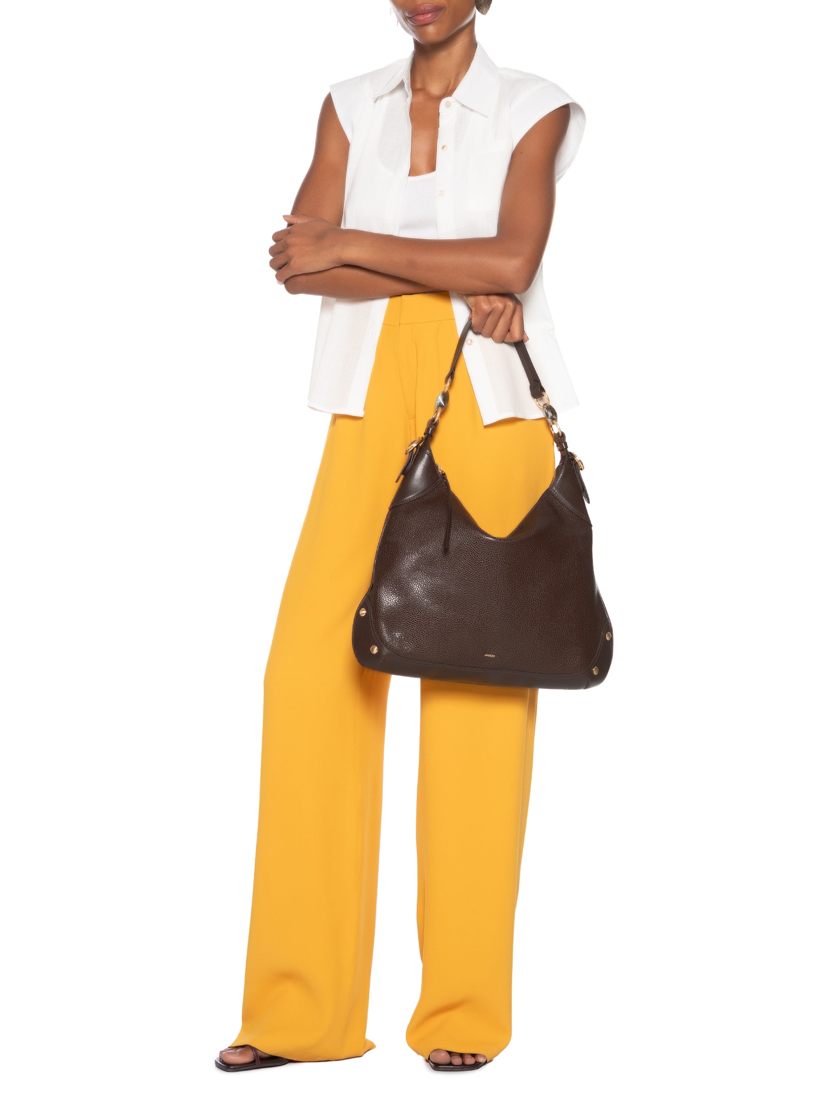 Bolsa Feminina Hobo Tachas Marrom Arezzo