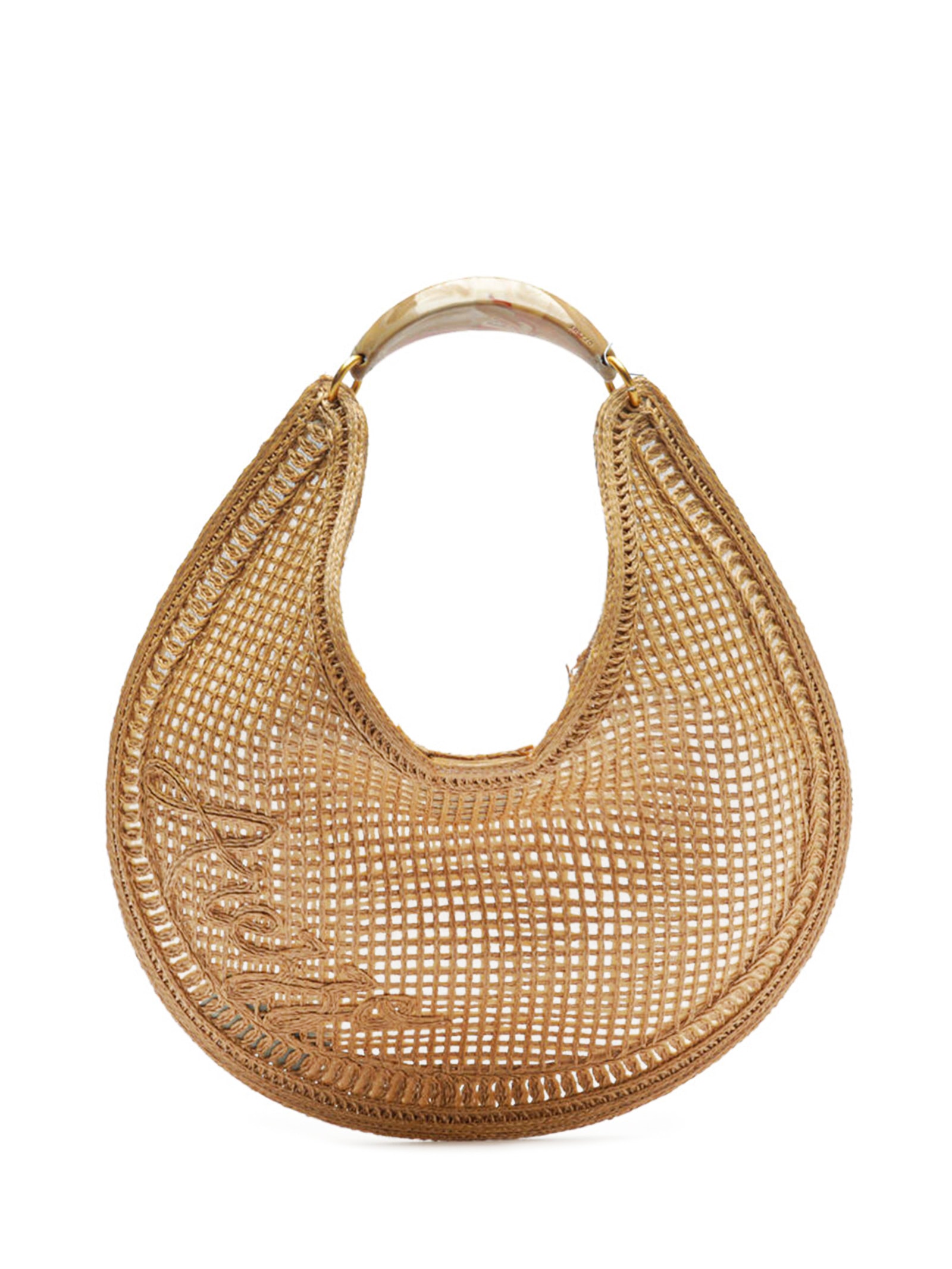 Bolsa Feminina Hobo Tramado Grande Bordado Becca Bege Arezzo