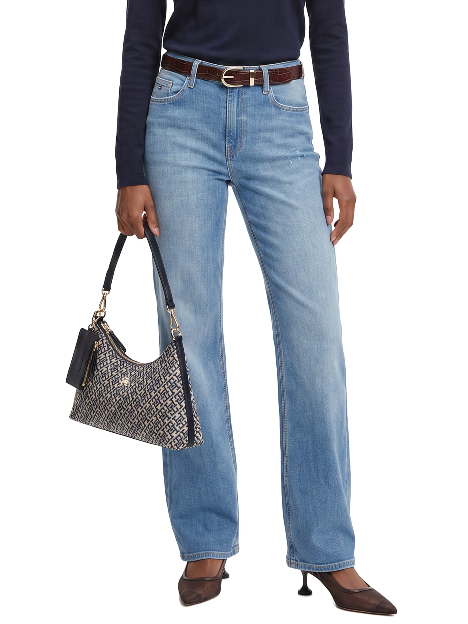 Bolsa Feminina Icon Shoulder Bag Jacquard Azul Tommy Hilfiger