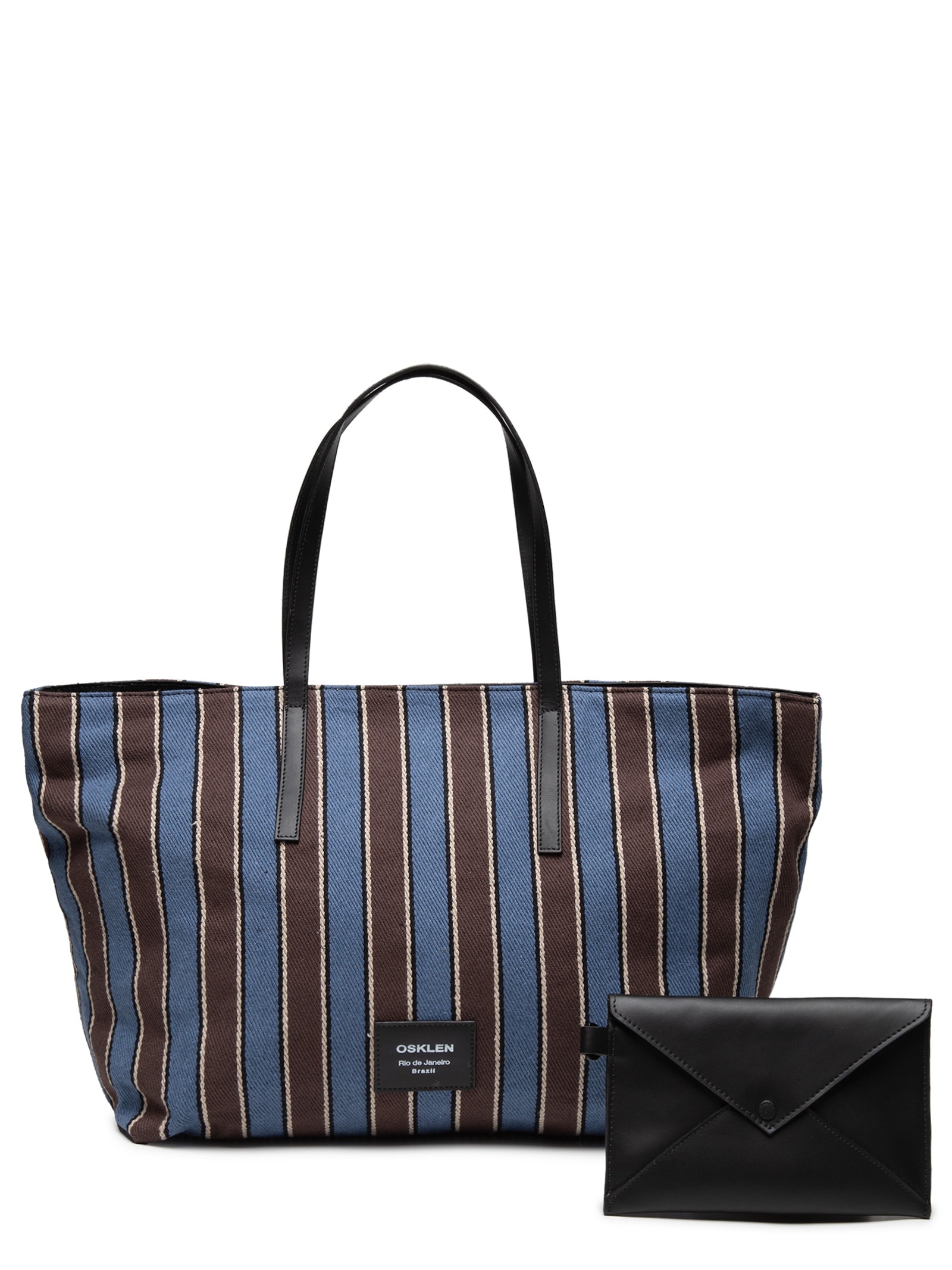 Bolsa Feminina Ivy Lona Listras Azul Osklen
