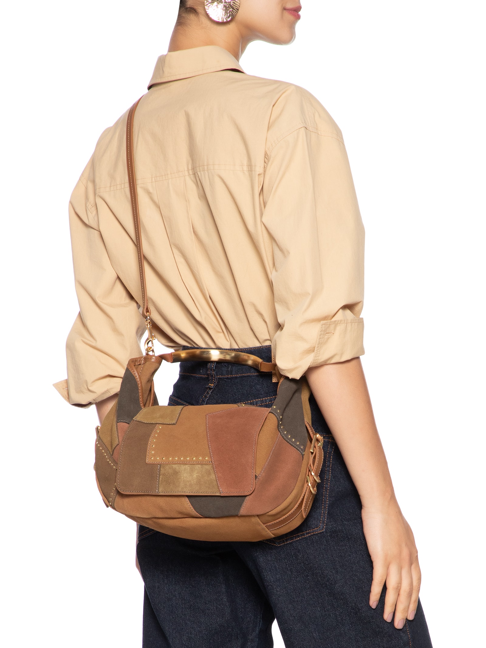 Bolsa Feminina Jack Patch Média Couro Marrom Schutz