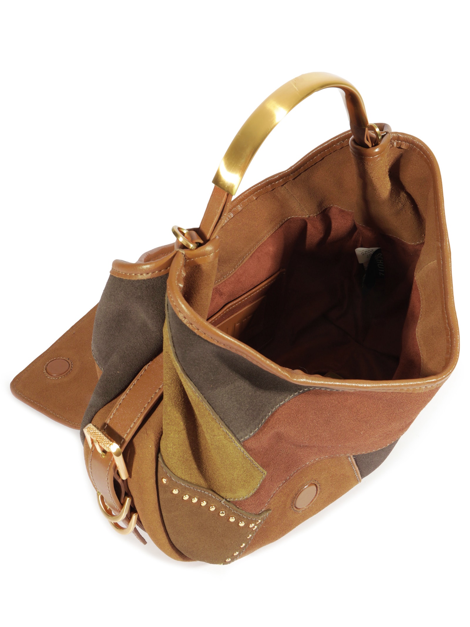 Bolsa Feminina Jack Patch Média Couro Marrom Schutz