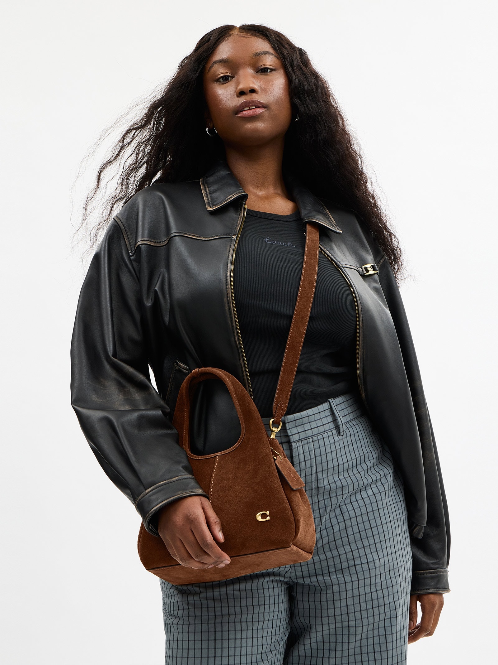 Bolsa Feminina Lana Shoulder 23 Suede Warm Marrom Coach