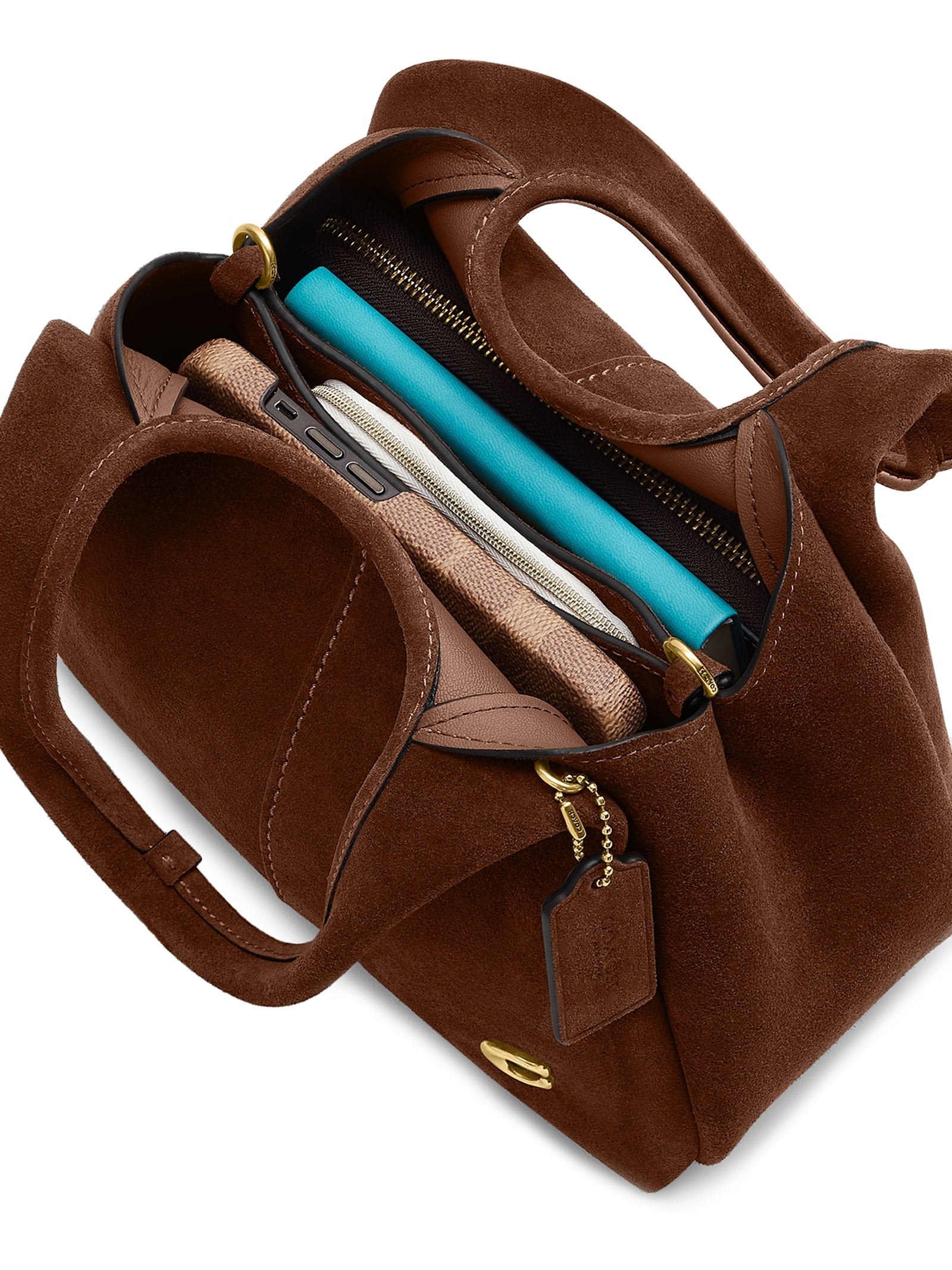 Bolsa Feminina Lana Shoulder 23 Suede Warm Marrom Coach