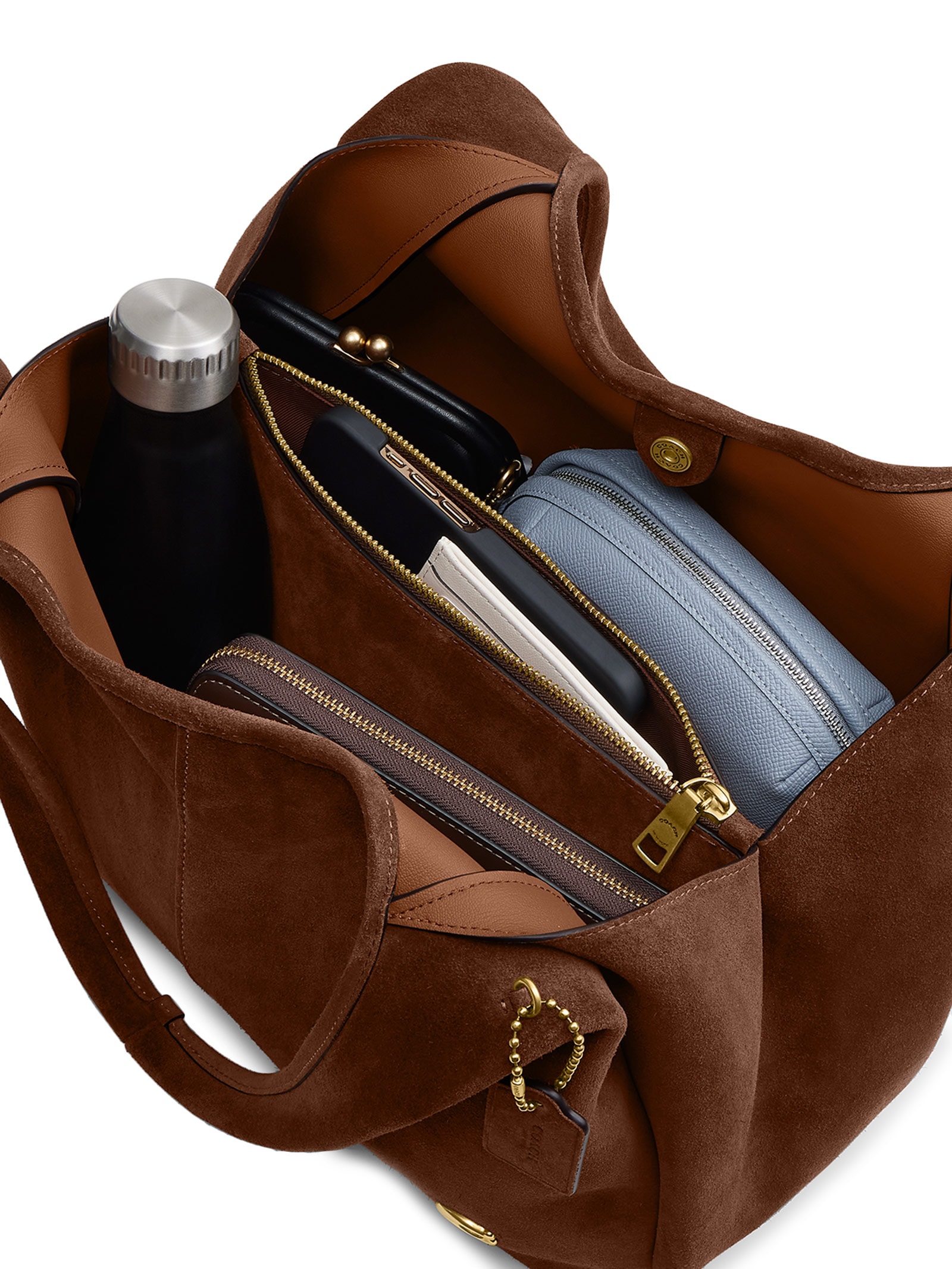 Bolsa Feminina Lana Shoulder Suede Warm Marrom Coach