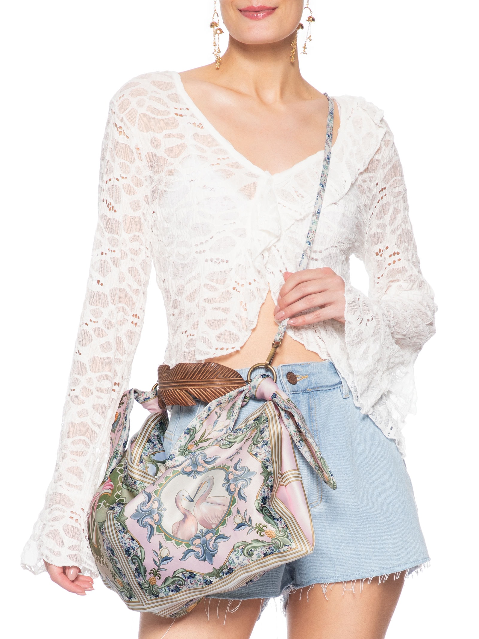 Bolsa Feminina Lenço Mini Pelicano Azul Farm