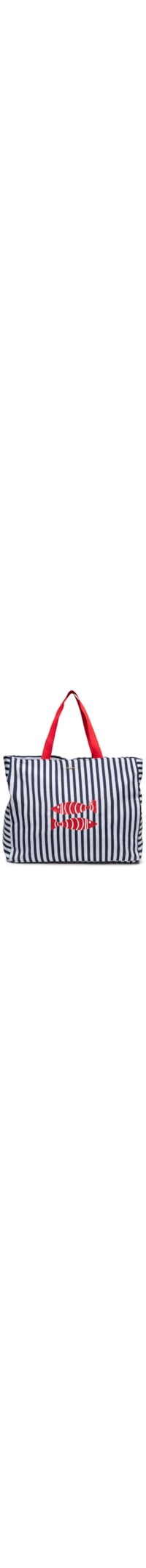 Bolsa Feminina Listras Bordado - Azul