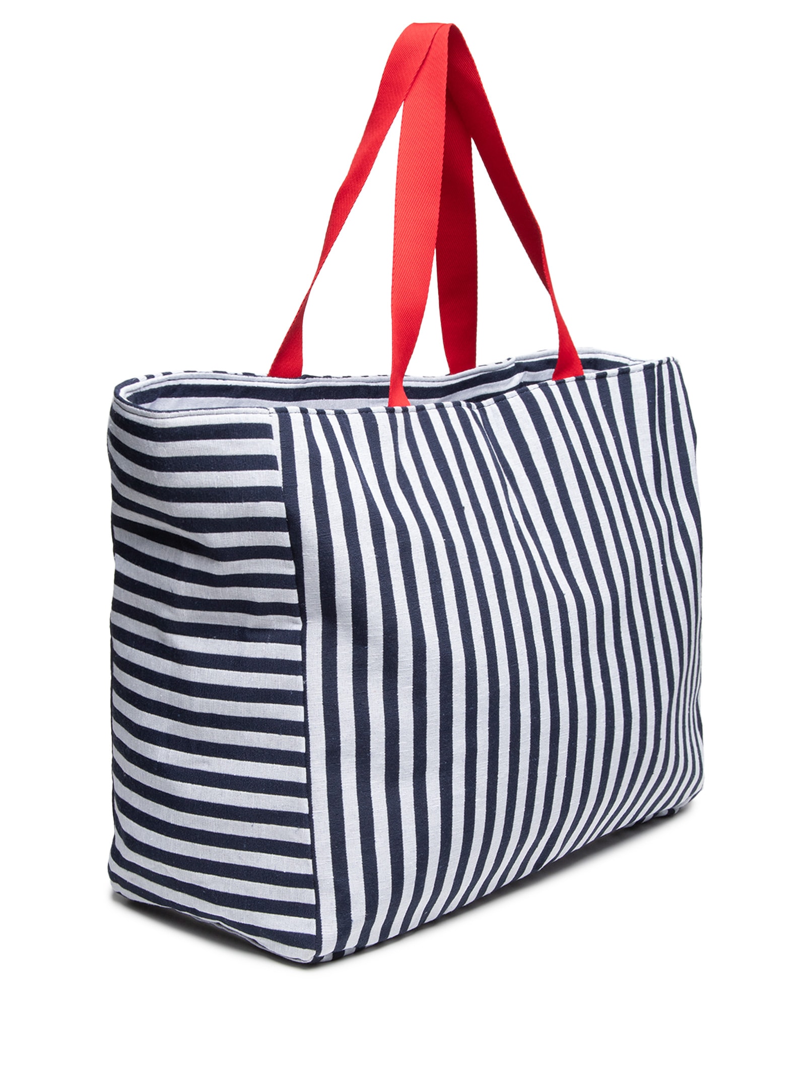 Bolsa Feminina Listras Bordado Azul Cacay