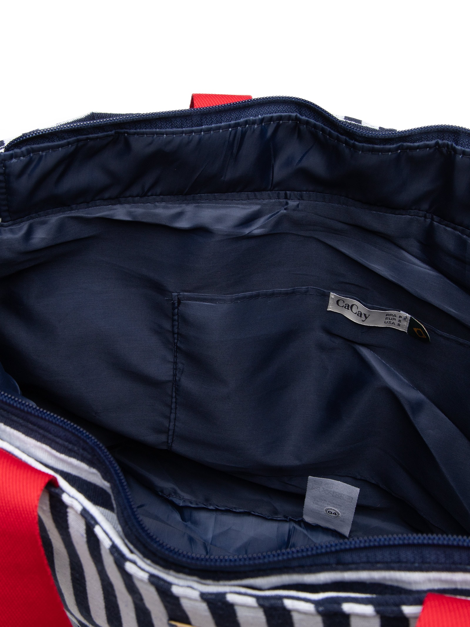 Bolsa Feminina Listras Bordado Azul Cacay