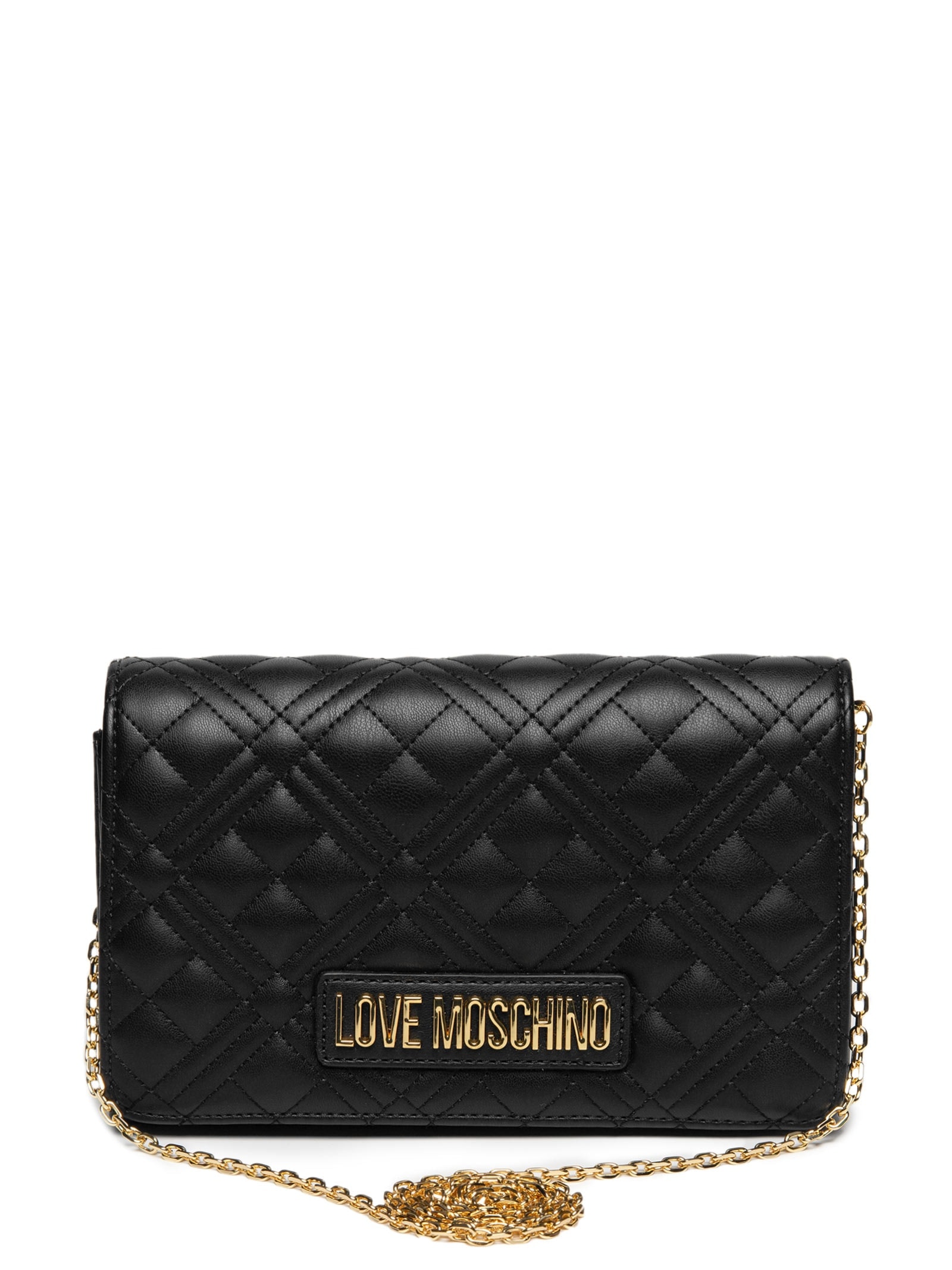 Bolsa Feminina Matelassê Em PU Preto Love Moschino