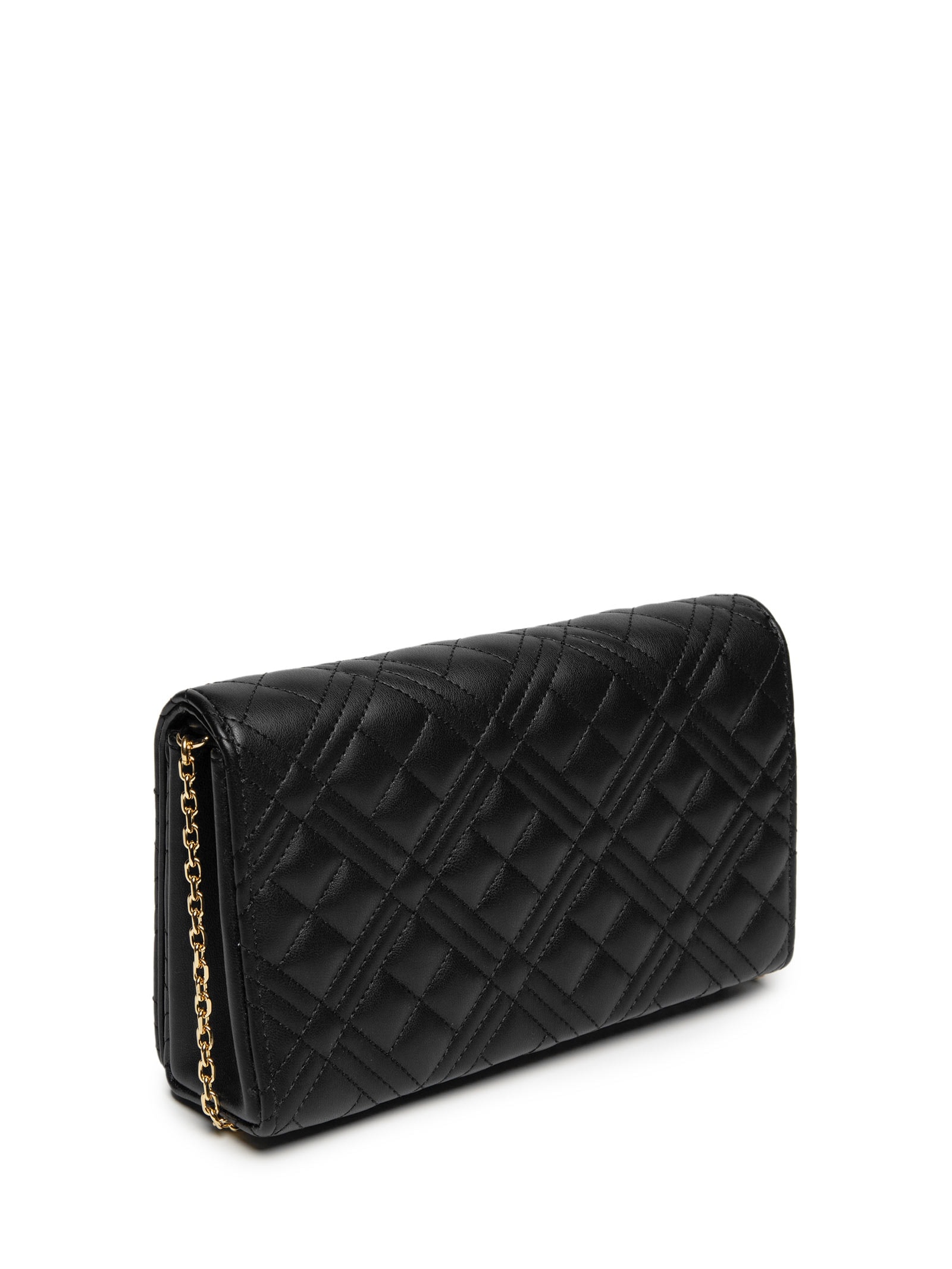 Bolsa Feminina Matelassê Em PU Preto Love Moschino