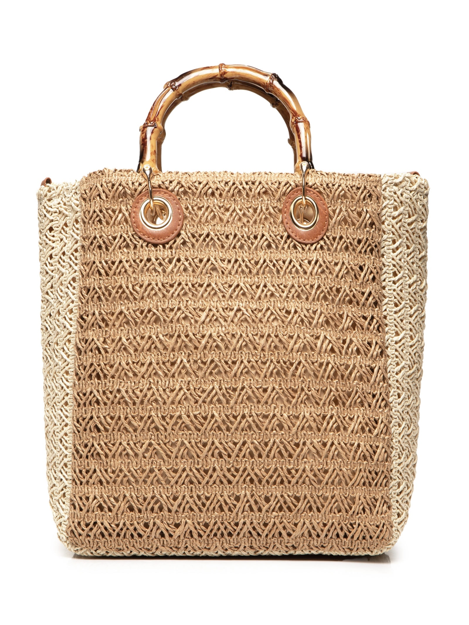 Bolsa Feminina Maxi de Palha Bege Basiq