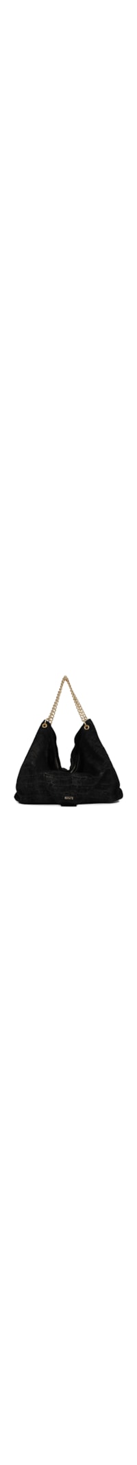 Bolsa Feminina Maxi Hobo Aryen Camurça Croco - Preto