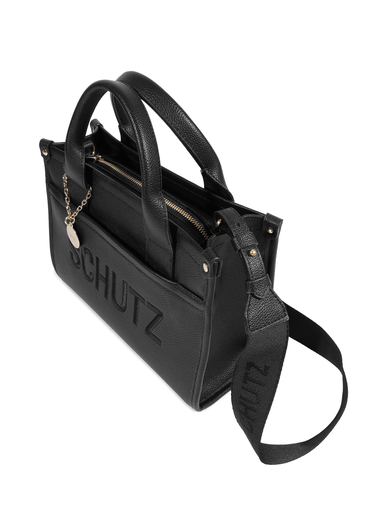 Bolsa Feminina Média Bag Charm Logo Preto Schutz