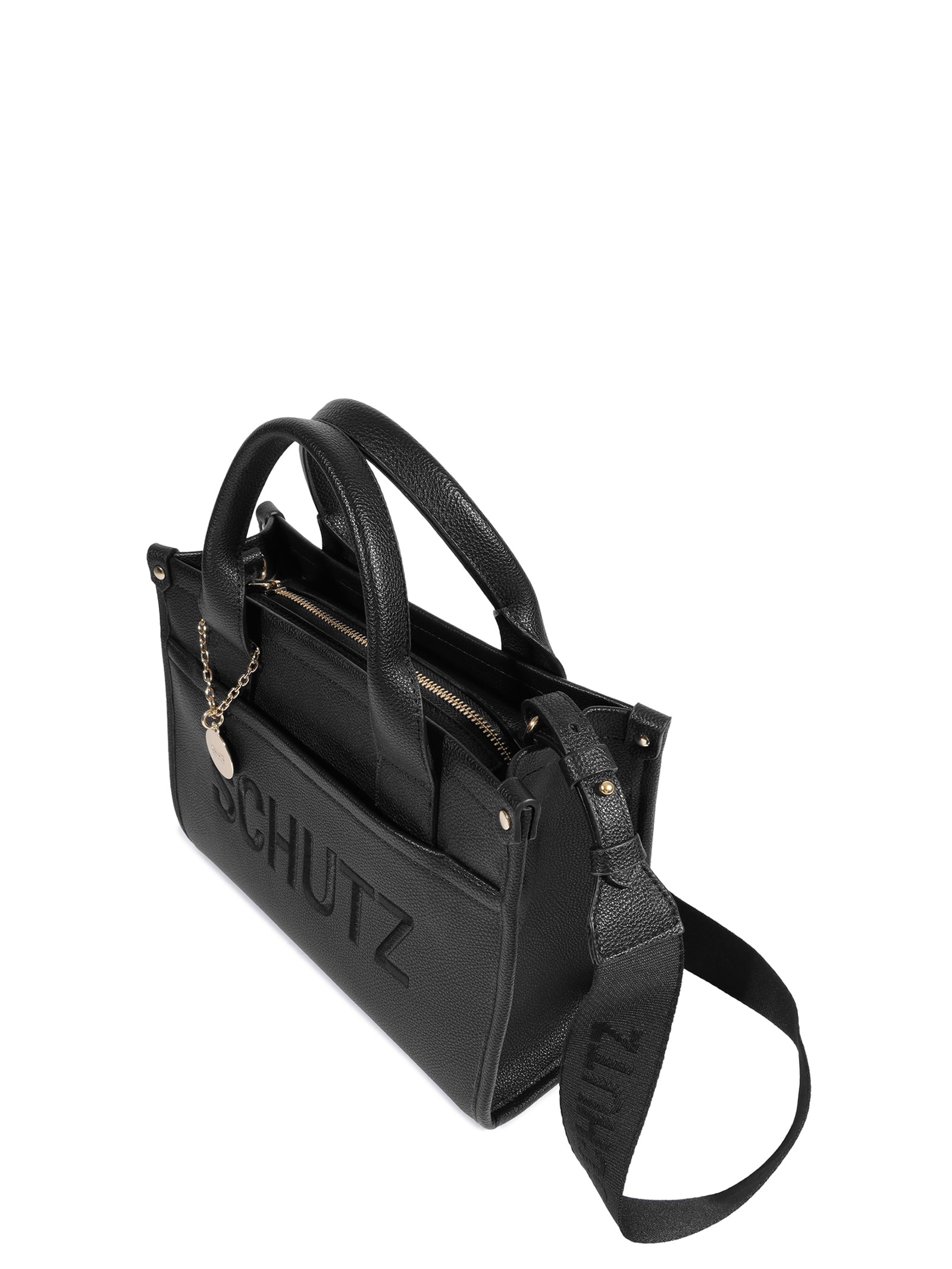 Bolsa Feminina Média Bag Charm Logo Preto Schutz