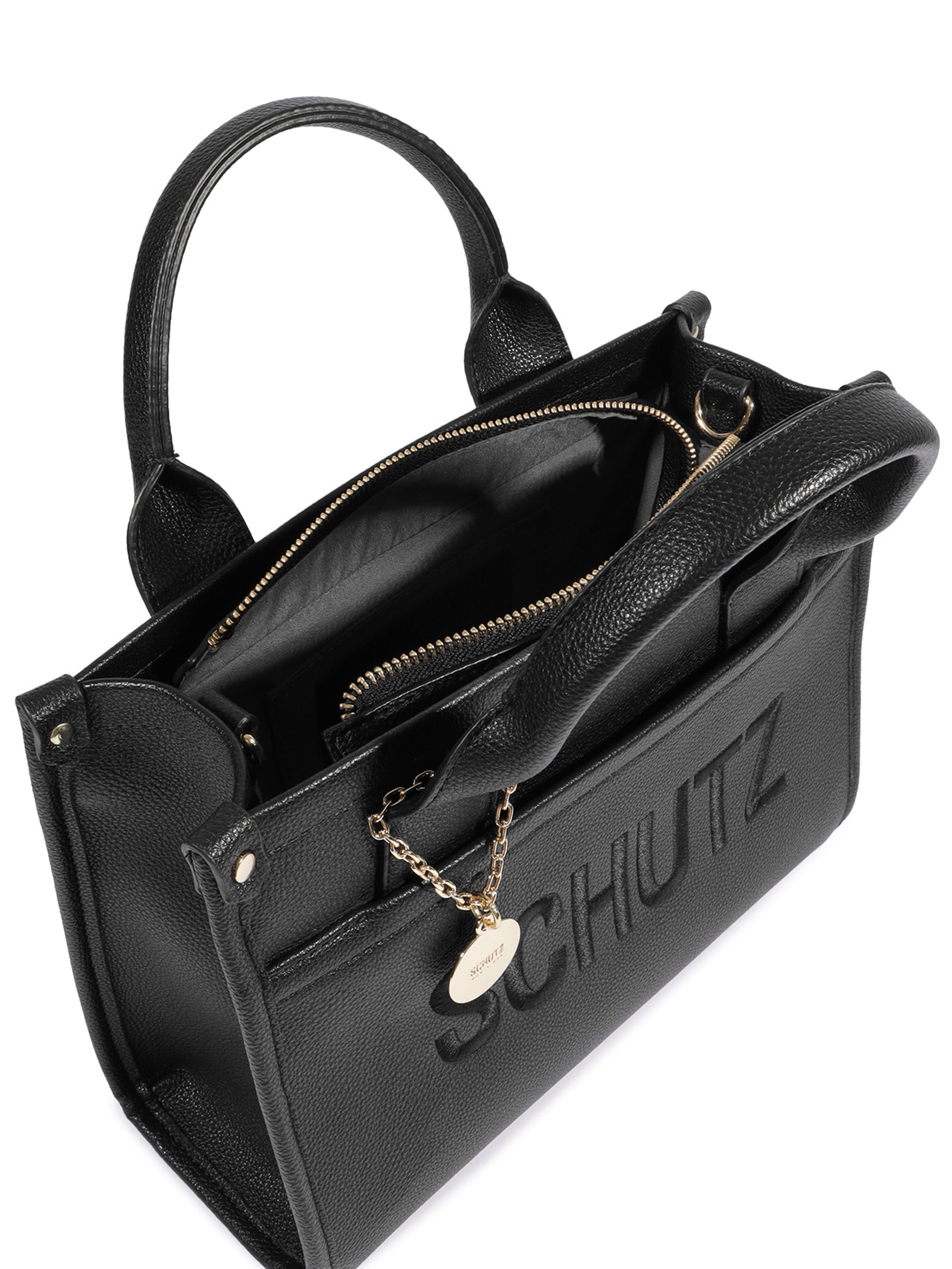 Bolsa Feminina Média Bag Charm Logo Preto Schutz