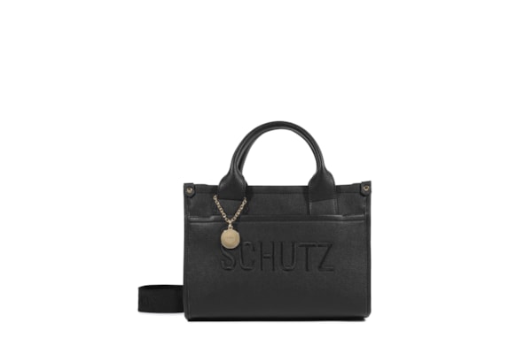 Bolsa Feminina Média Bag Charm Logo - Preto