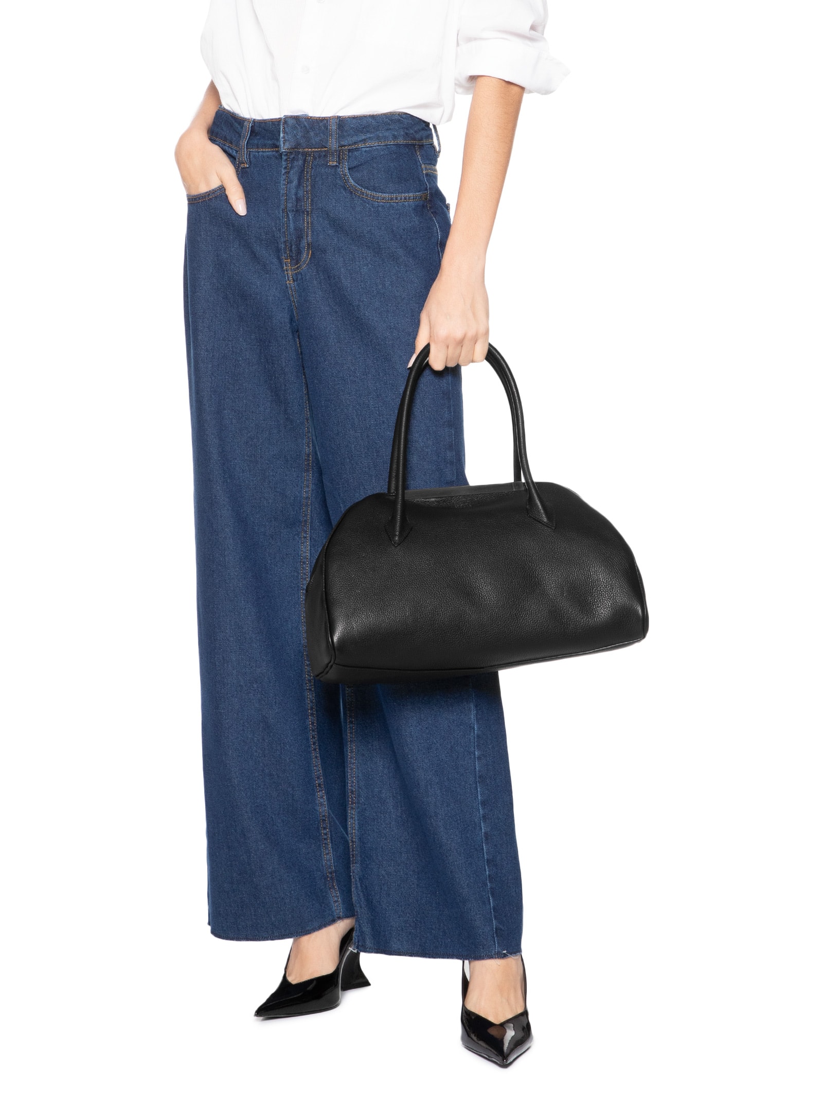 Bolsa Feminina Média Bowling Couro Preto Schutz