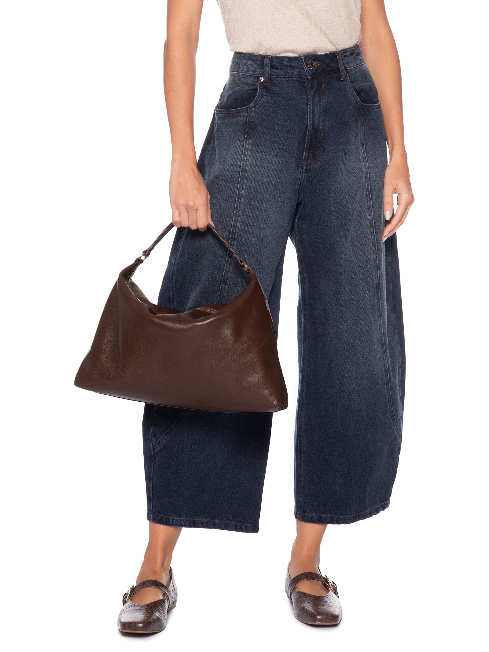 Bolsa Feminina Média Campero Marrom Luiza Barcelos