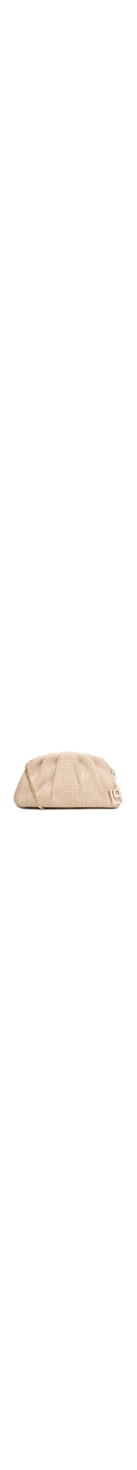 Bolsa Feminina Média Clutch Palha Com Pingente - Bege