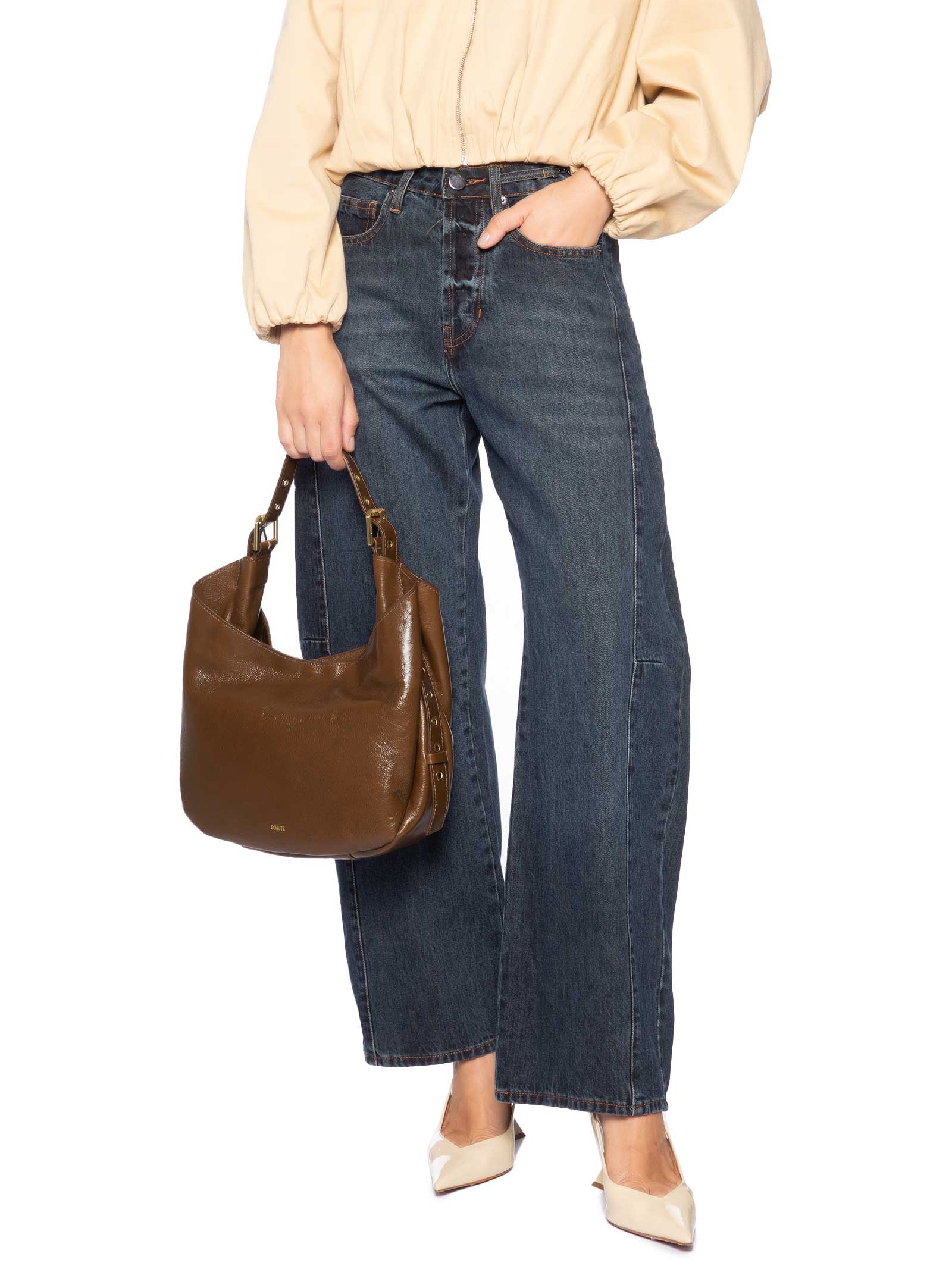 Bolsa Feminina Média Couro Marrom Schutz