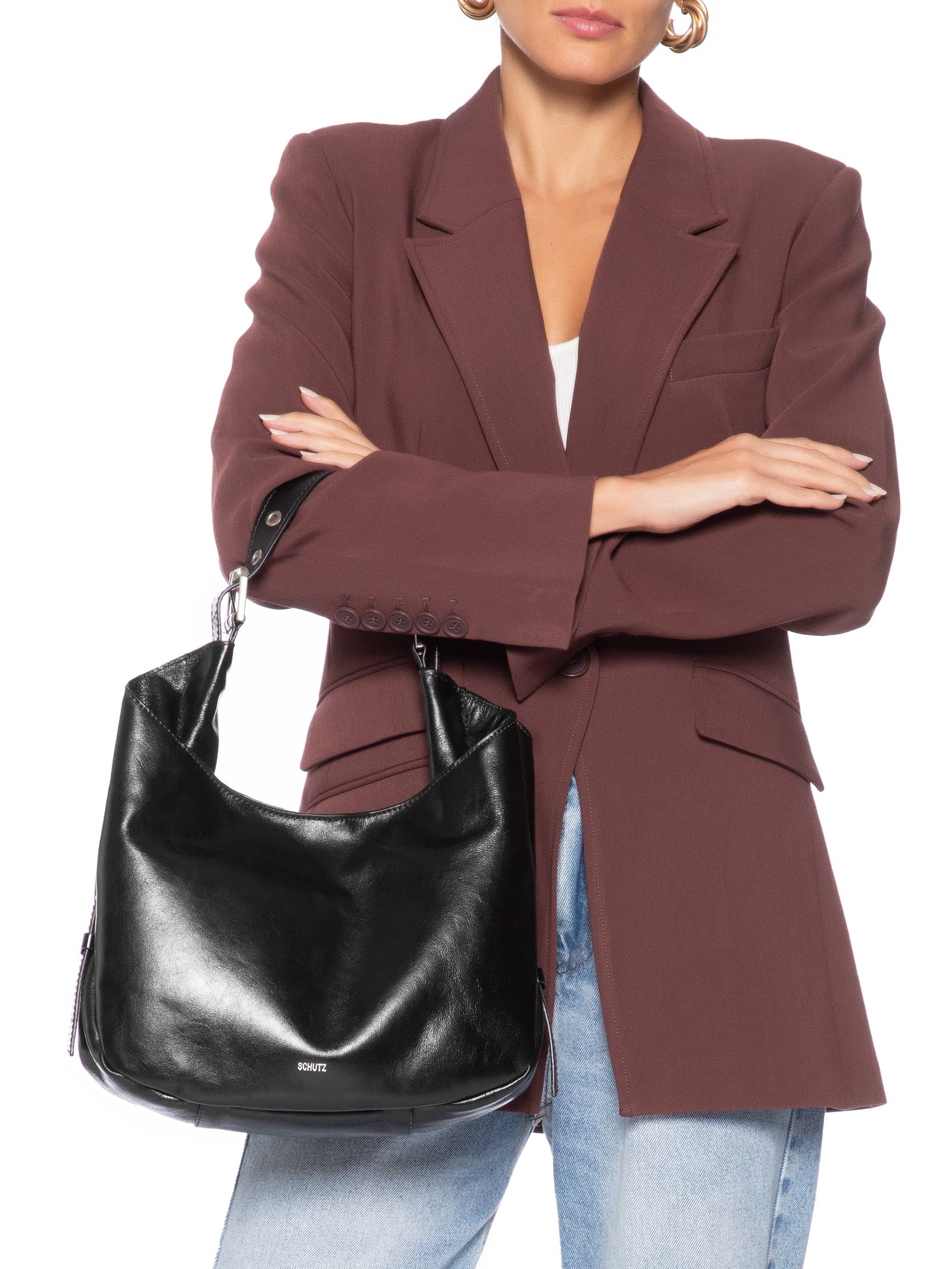 Bolsa Feminina Média Couro Preto Schutz