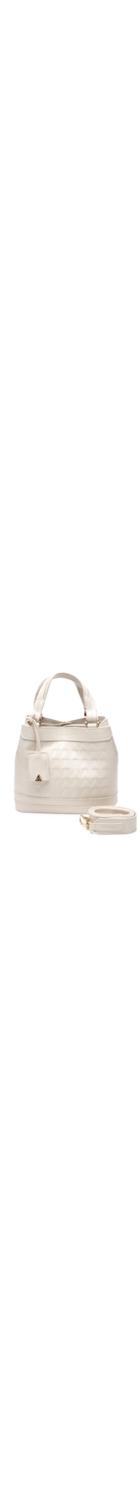 Bolsa Feminina Média Couro Triangle - Off White