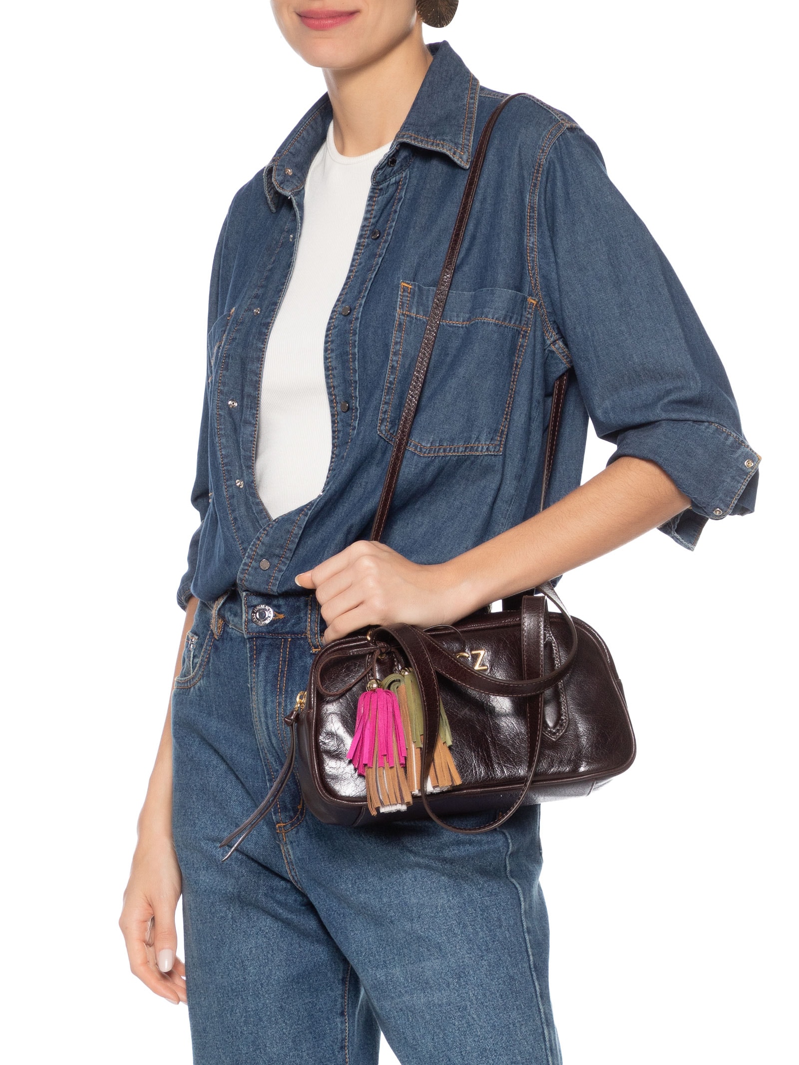 Bolsa Feminina Média Craked Marrom Vicenza