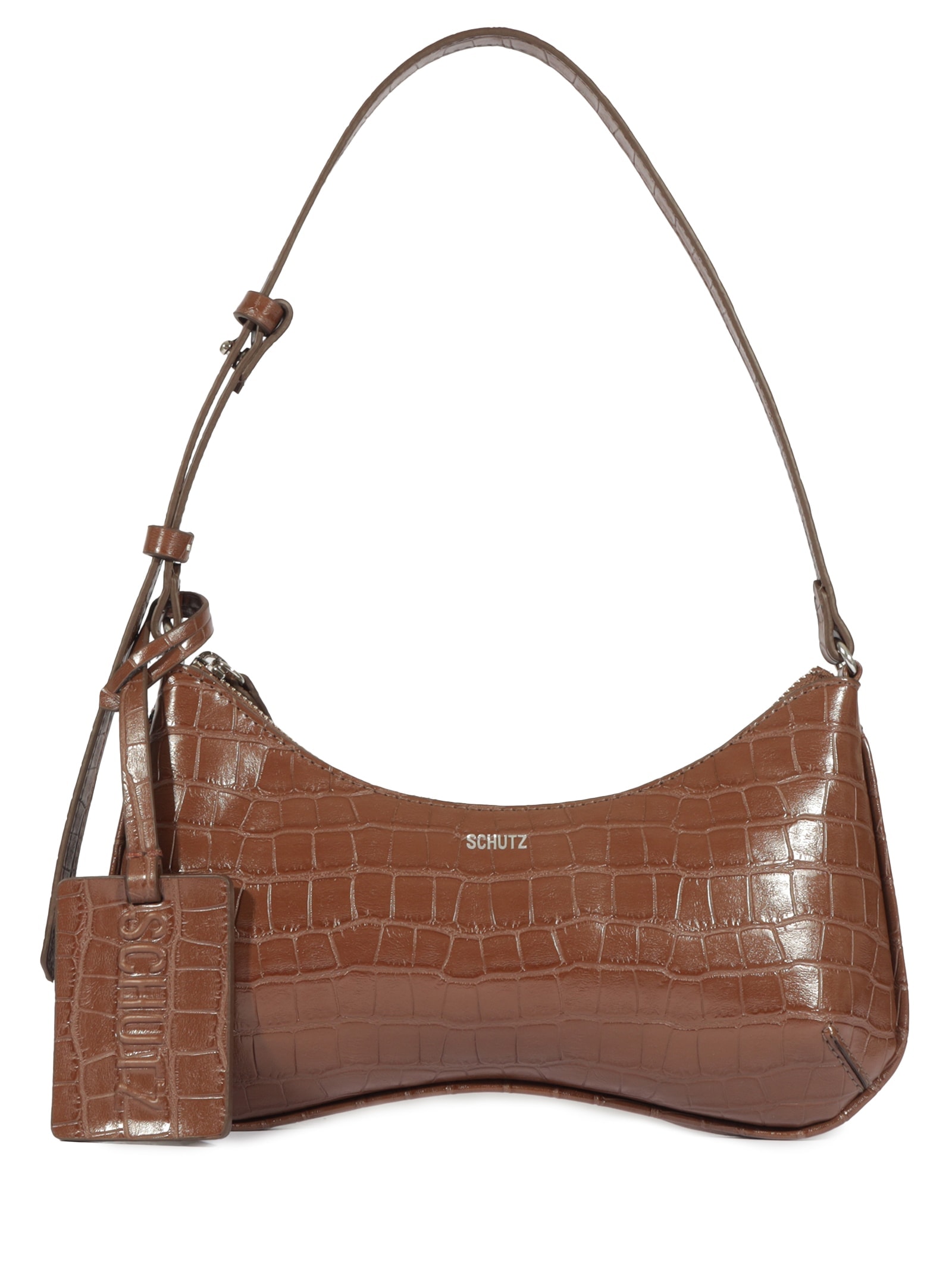 めろん Schutz - Bolsa Feminina Média Croco Wani - Marrom