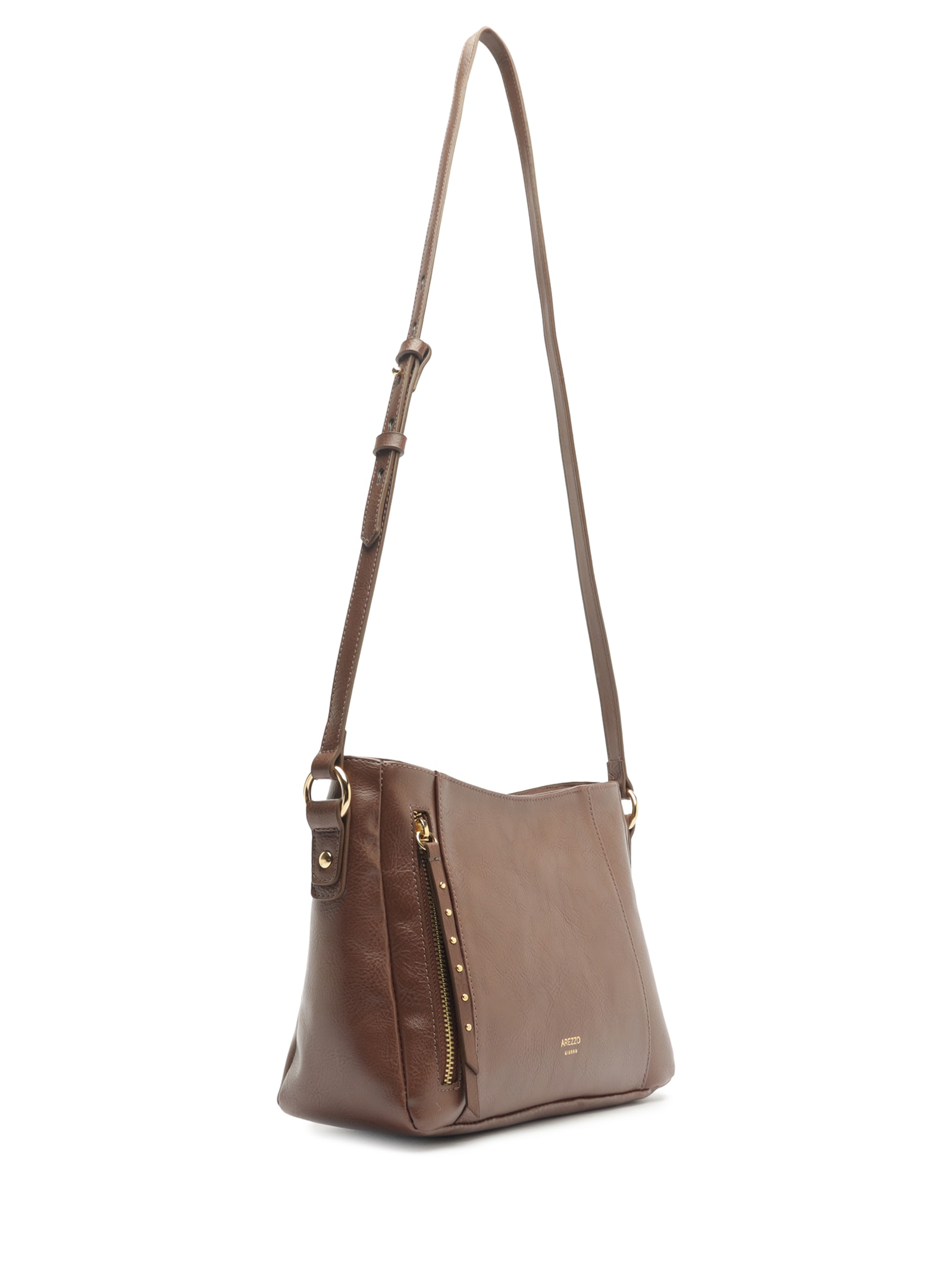 Bolsa Feminina Média Eco Cabedal Rus Marrom Arezzo