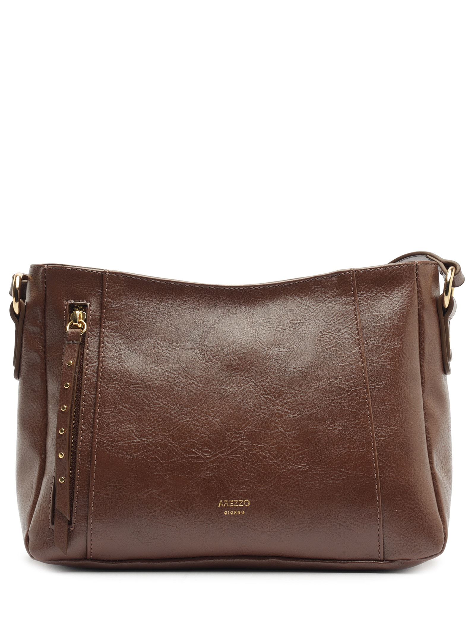 Bolsa Feminina Média Eco Cabedal Rus Marrom Arezzo